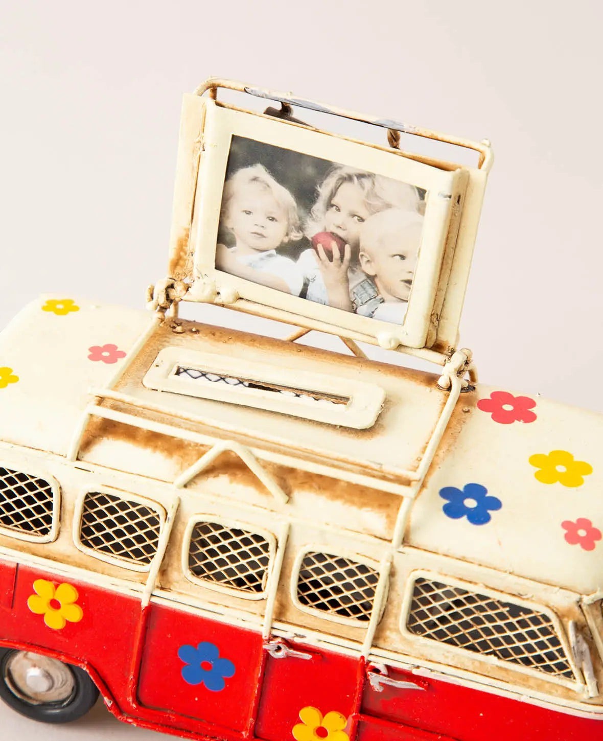 Sparkasse Hippie Bus Spardose – Flower Power Home Deko Rot