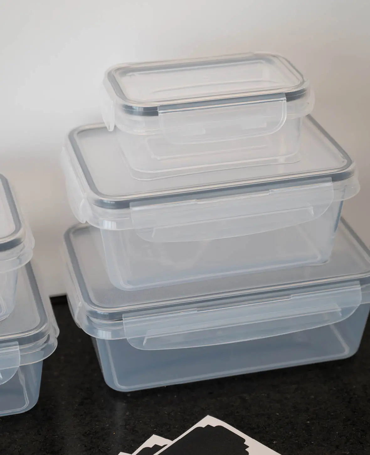 (20er Set) Frischhalte Dosen Auslaufsichere Mikrowellen Lunch Box Kühlschrank Organizer mit Deckel inkl. Etiketten + Kreide Marker