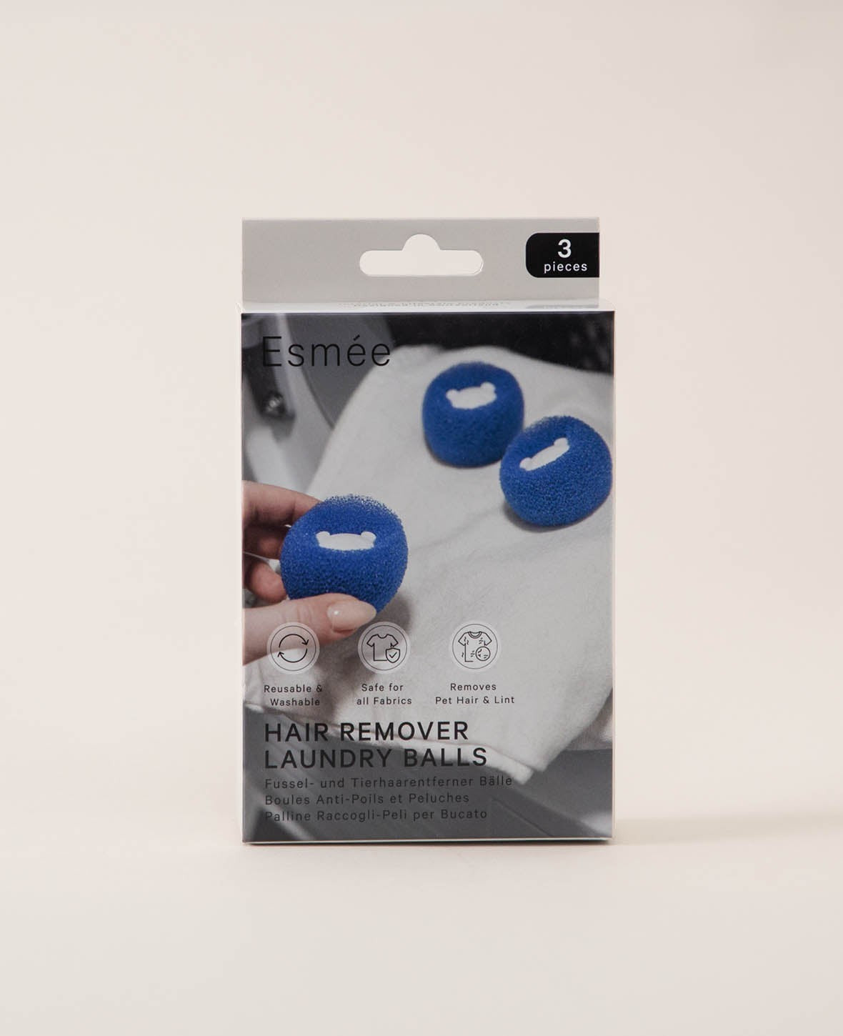 Wiederverwendbarer Fussel Ball Tierhaarentferner, Blau, Ø6cm, 3 Stk.