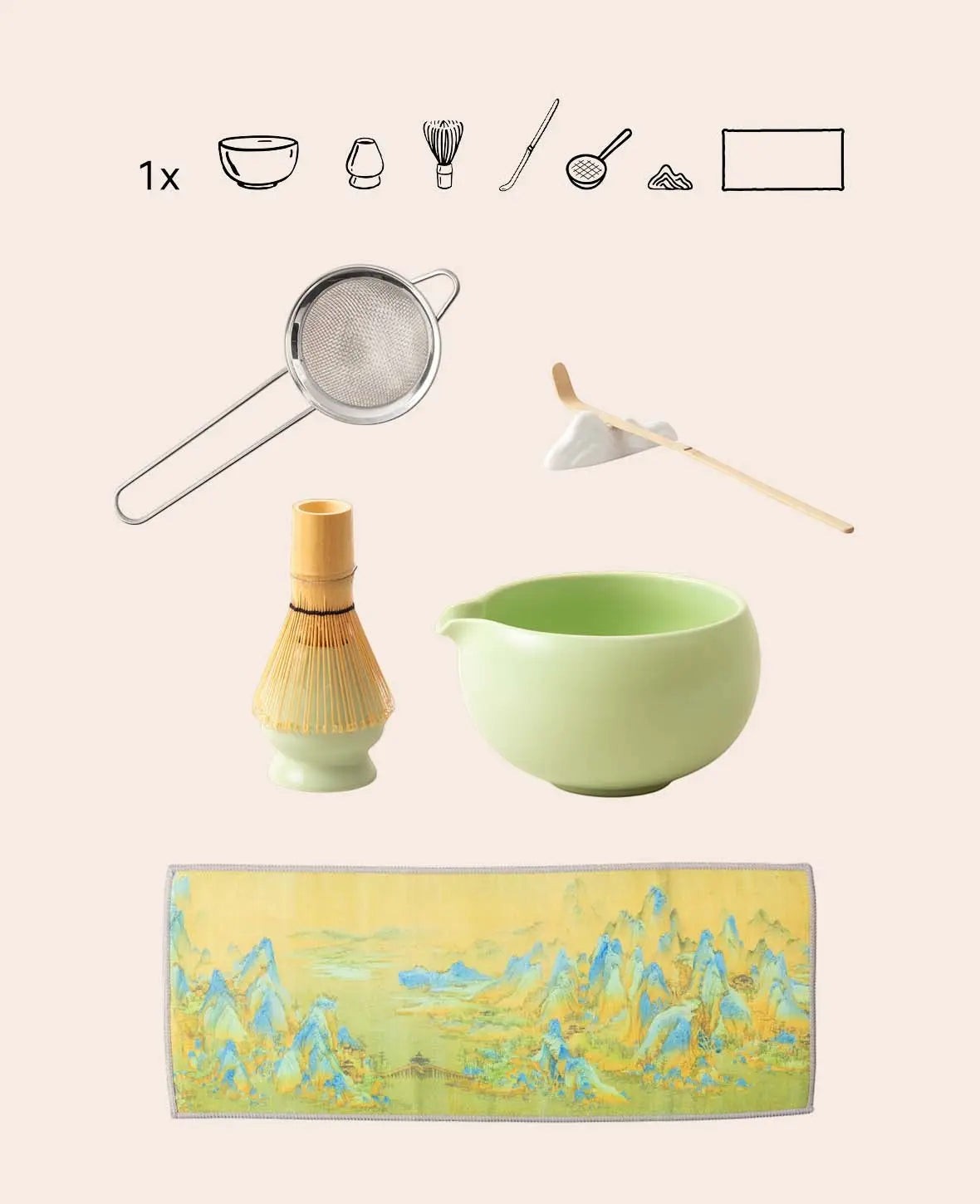 Keramik Matcha Tee Kit - Mint, 7-tlg. Set