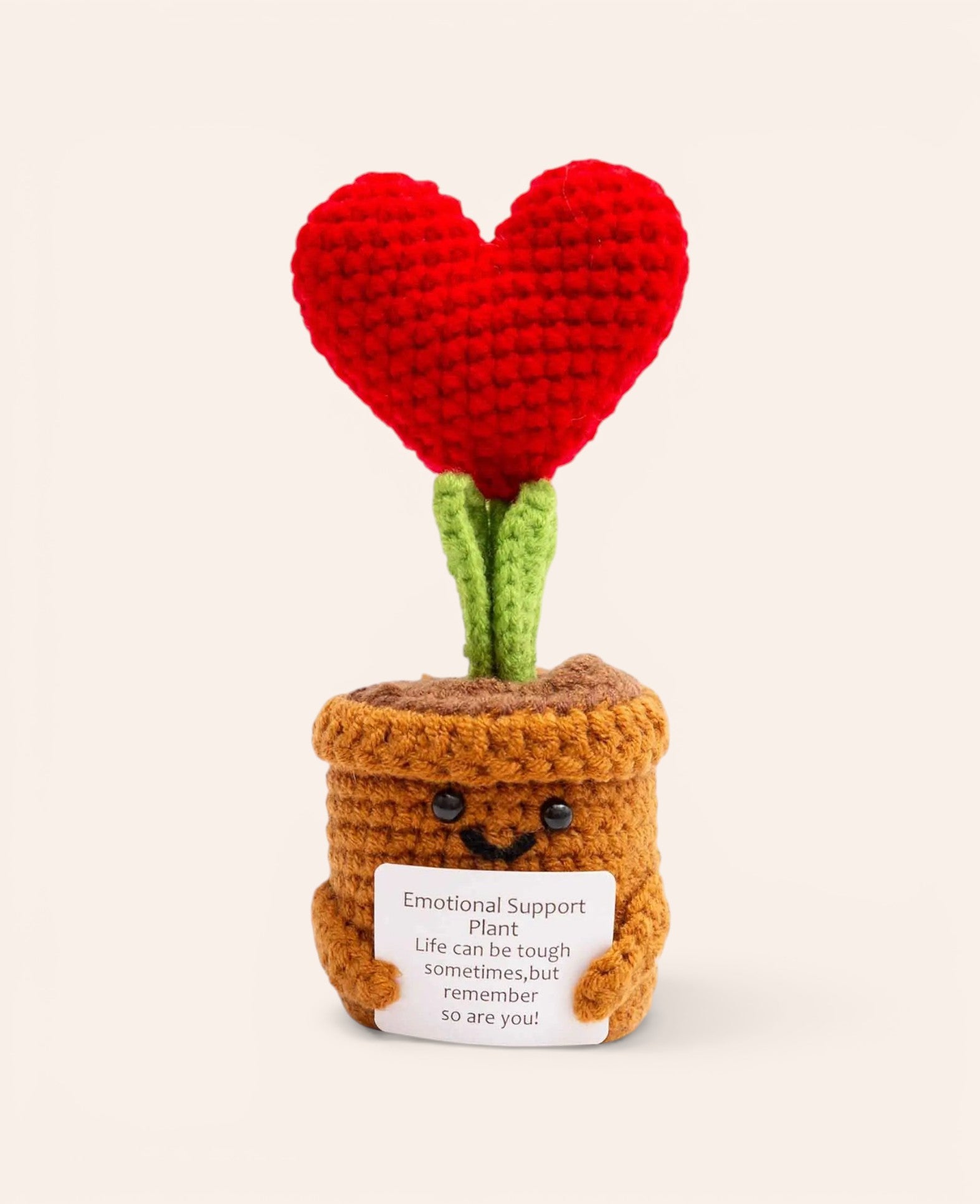 Positive Plant, Gehäkeltes Mini Plüschtier / Glücksbringer, 14 x 6cm