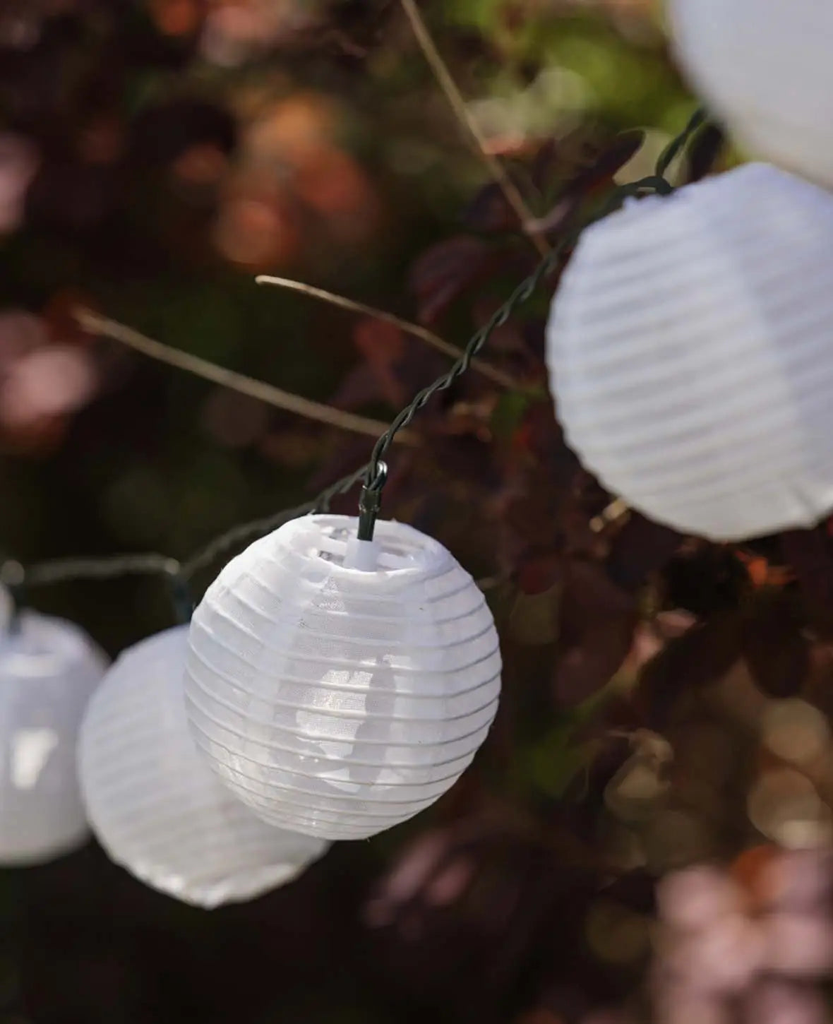 LED Papier Deko Solar Lichterkette / Lampions - Warmweiss, 5 m