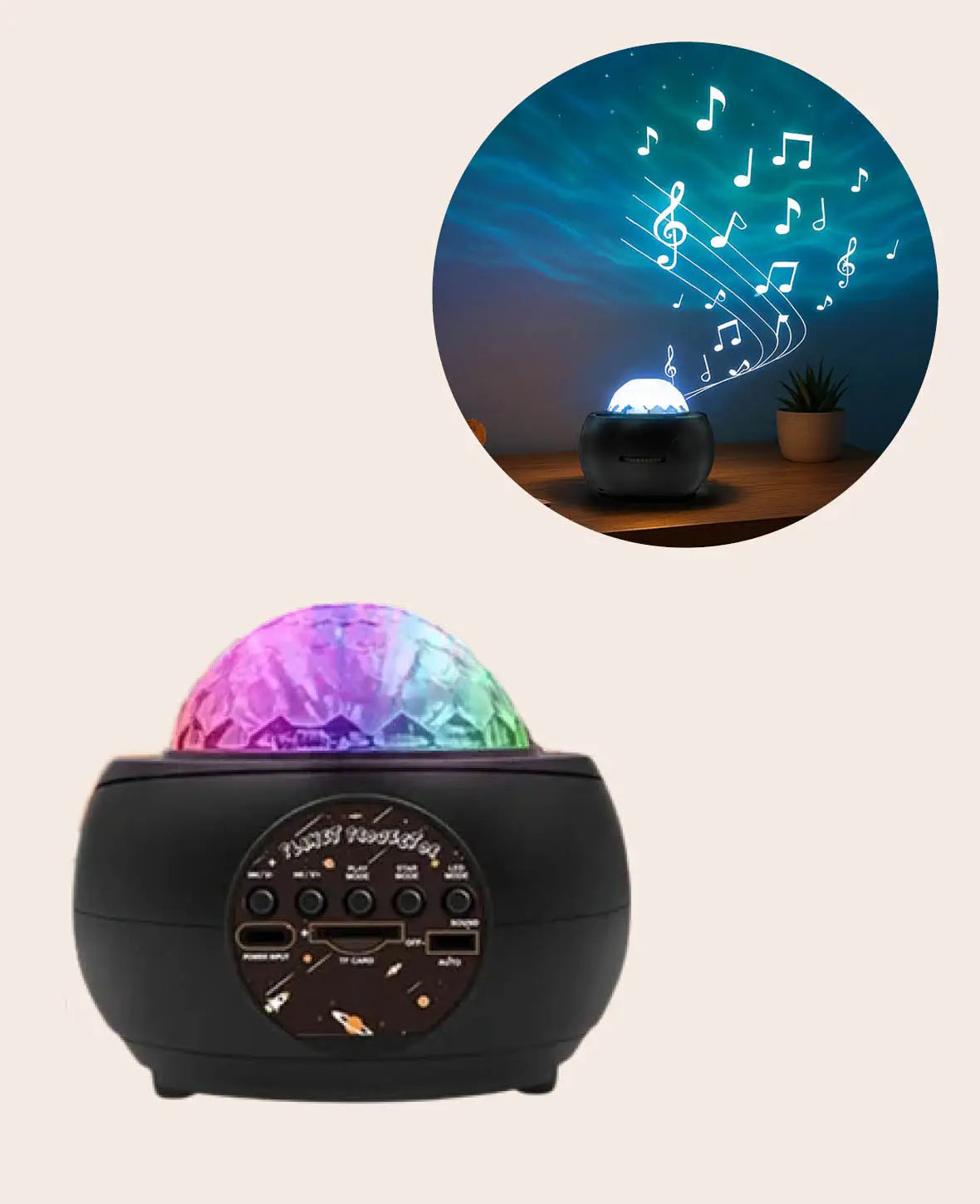 LED Sternenhimmel / Planeten Projektor mit BlueLautsprecher - Schwarz