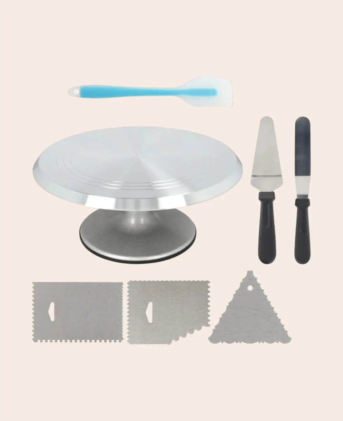Drehbare Tortenplatte Kuchen Drehteller Dekorier Set, Ø30cm, 7-tlg. Set