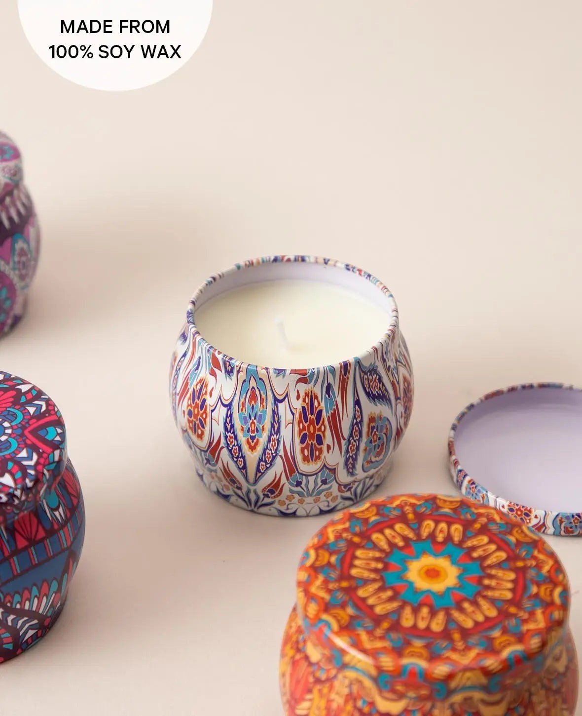 Duft Kerzen Geschenkset im Mandala Design - 100% Sojawachs