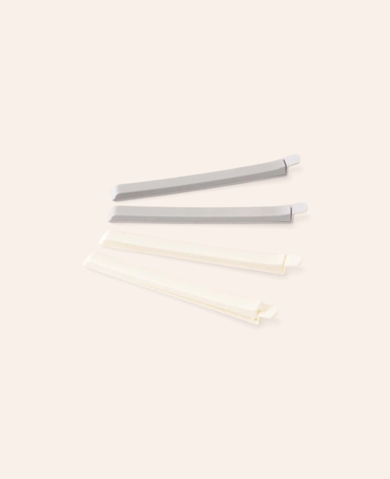 Esmée Beutelverschluss Clips im 4er Set, extra-breit in Weiss und Grau, 20 cm lang für sicheren Halt