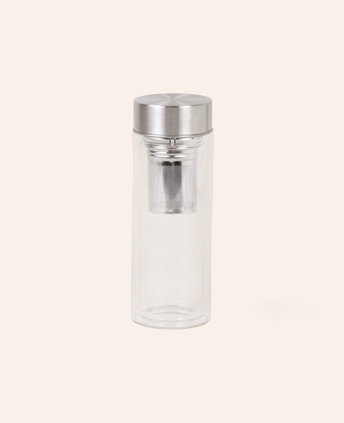 Esmée doppelwandige Glas-Trinkflasche mit 300 ml Fassungsvermögen, Edelstahldeckel und herausnehmbarem Teesieb