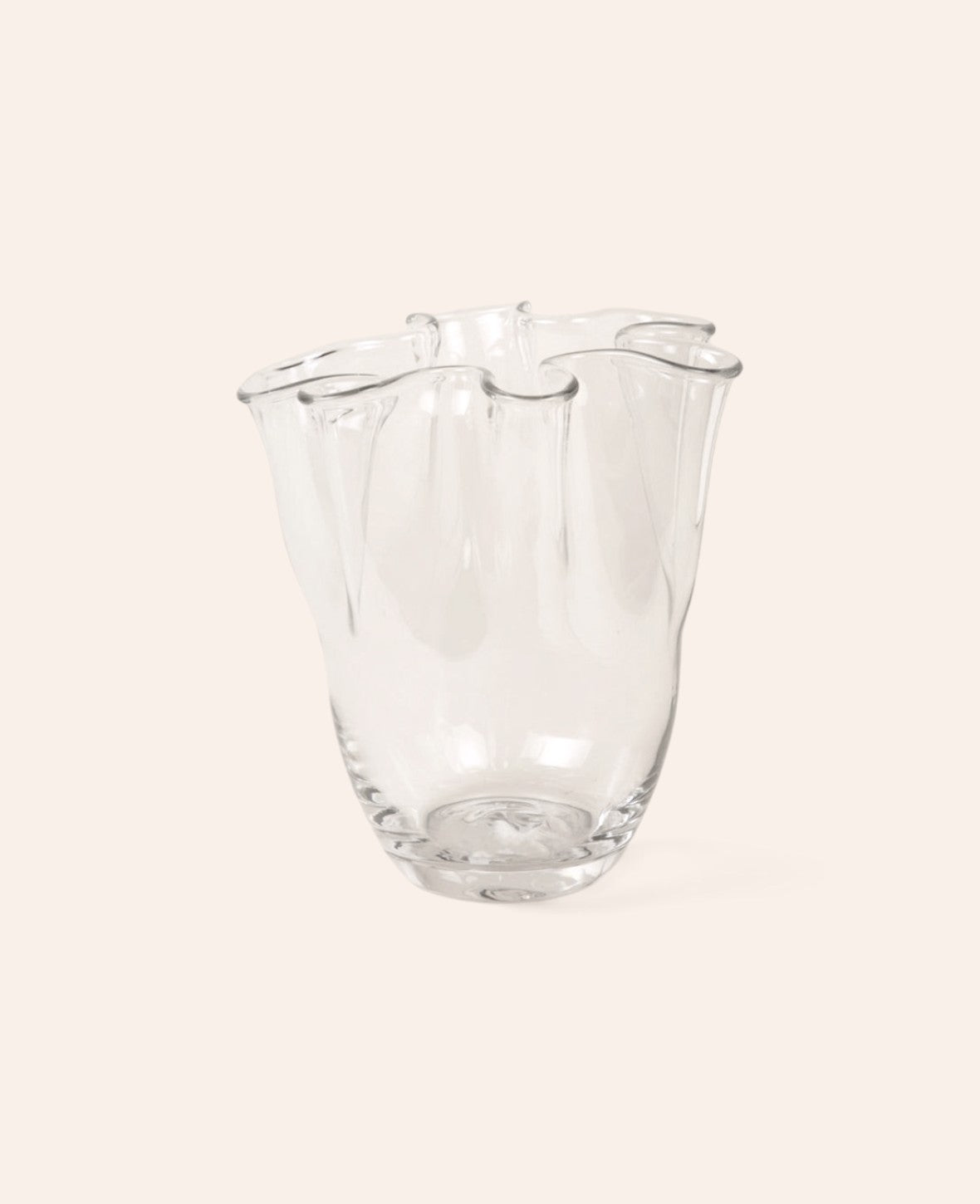 Esmée handgefertigte Glasvase mit eleganter wellenförmiger Oberfläche und 18 cm Durchmesser für Blumensträusse