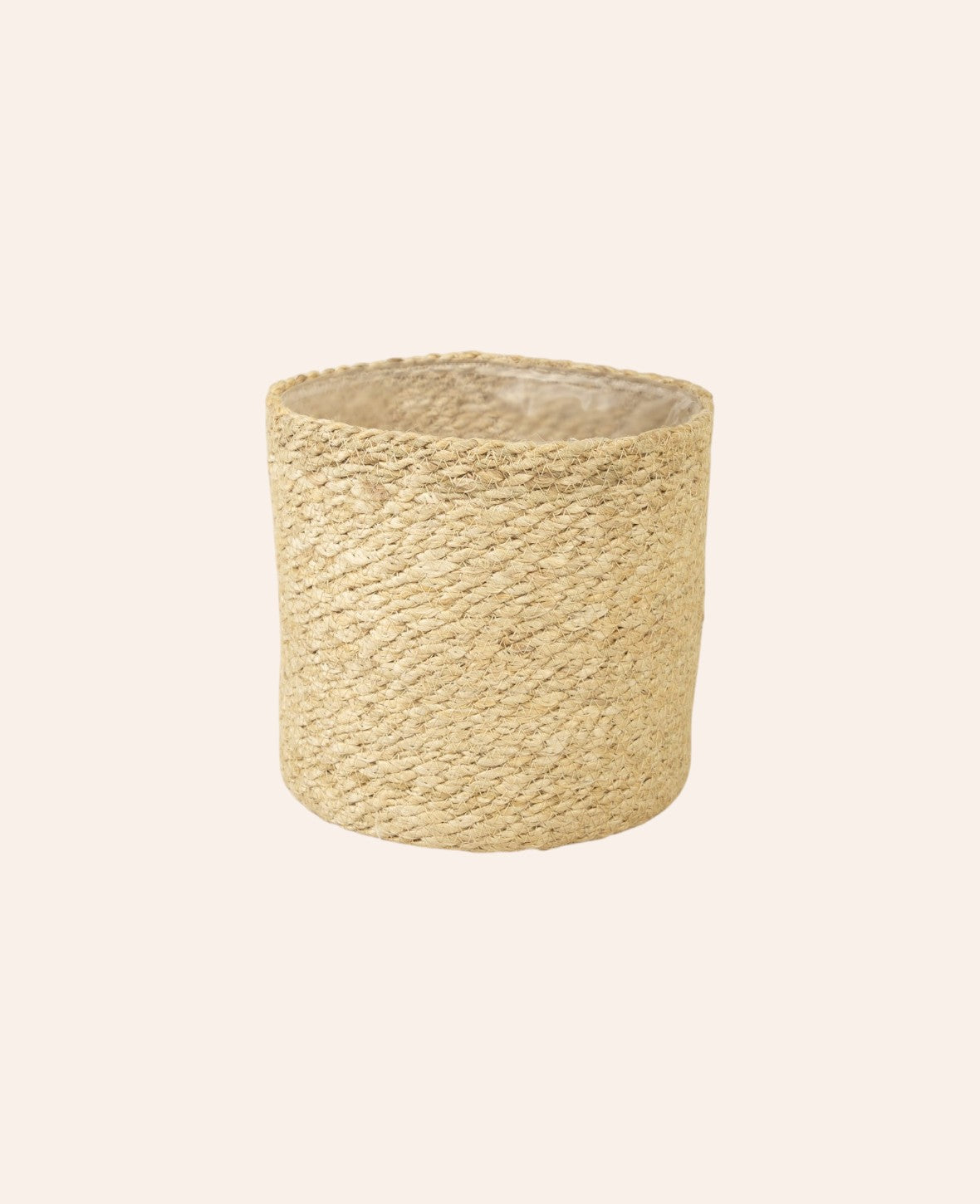 Esmée Korb in Creme mit natürlicher Flechtoptik aus Jute und Kunststoffeinlage als Übertopf für Zimmerpflanzen