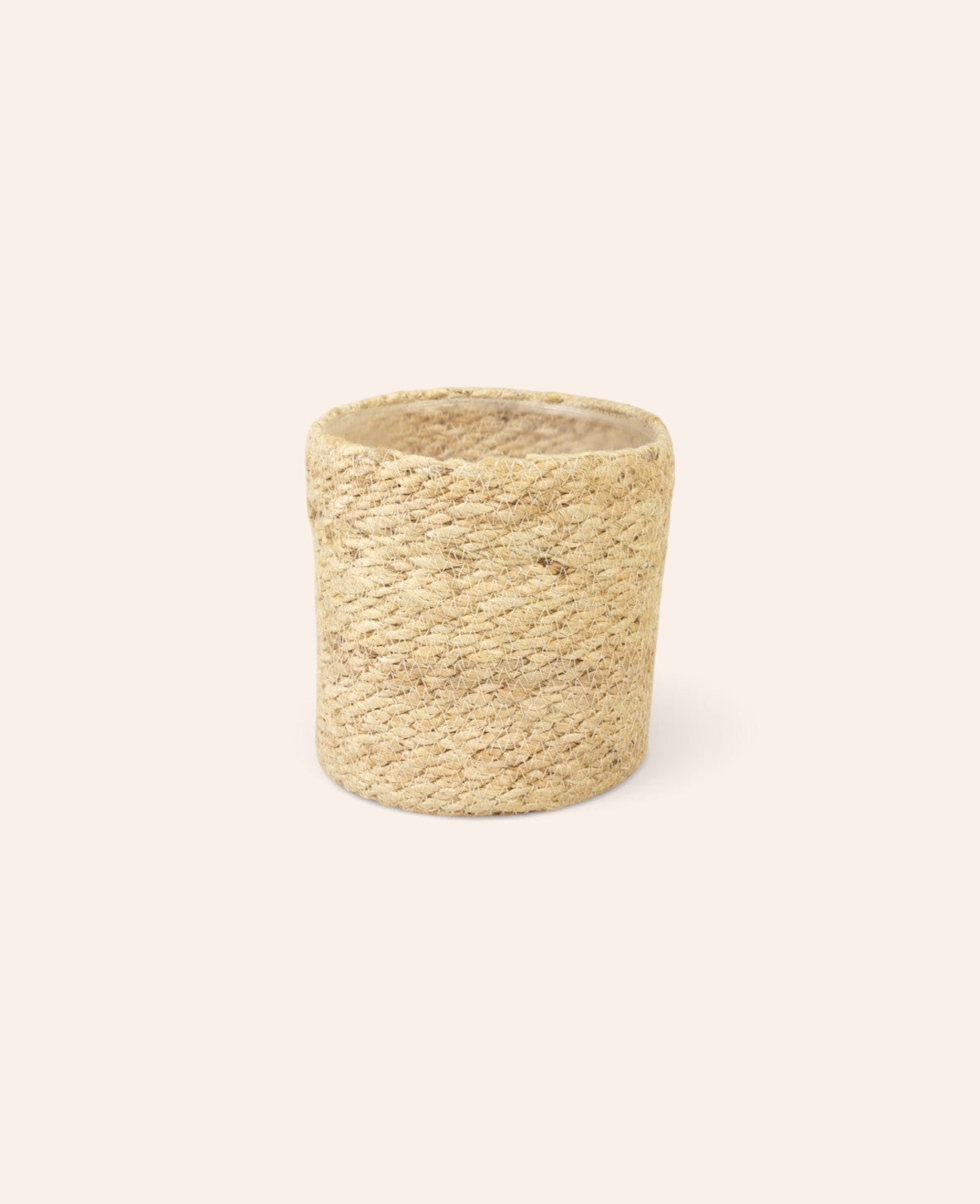 Esmée Korb in Creme mit natürlicher Flechtoptik aus Jute, ideal als Übertopf mit Kunststoffeinlage, 16 cm Durchmesser