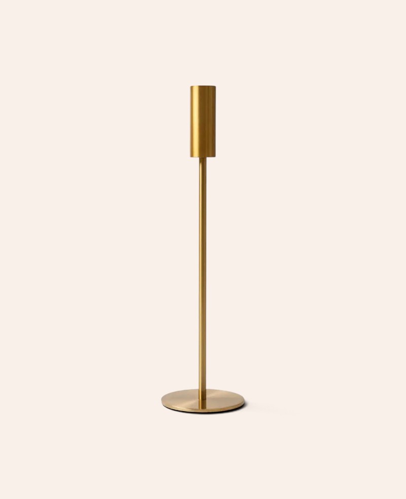 Esmée Kerzenständer aus glänzendem Messing Gold, 30 cm hoch, für Stabkerzen mit Samtboden zum Schutz der Möbel