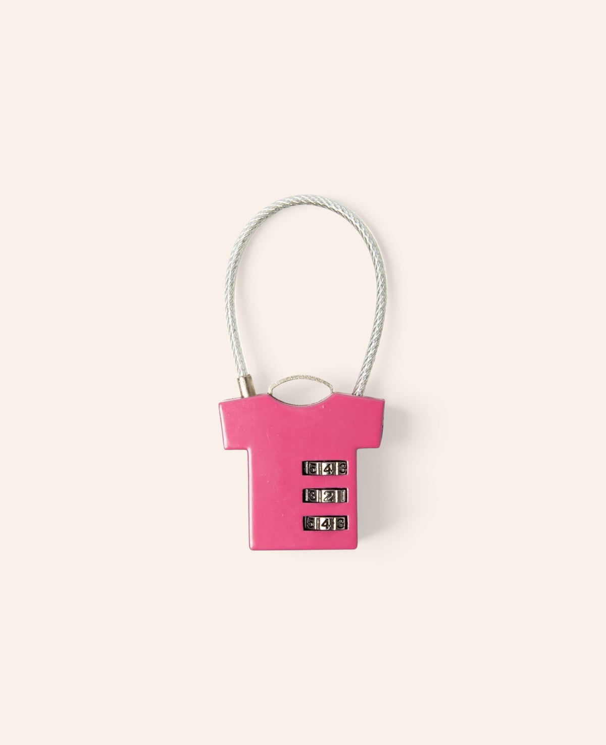 Esmée pinkfarbenes 3-stelliges Zahlenschloss in T-Shirt-Form für Kinderrucksäcke und Koffer