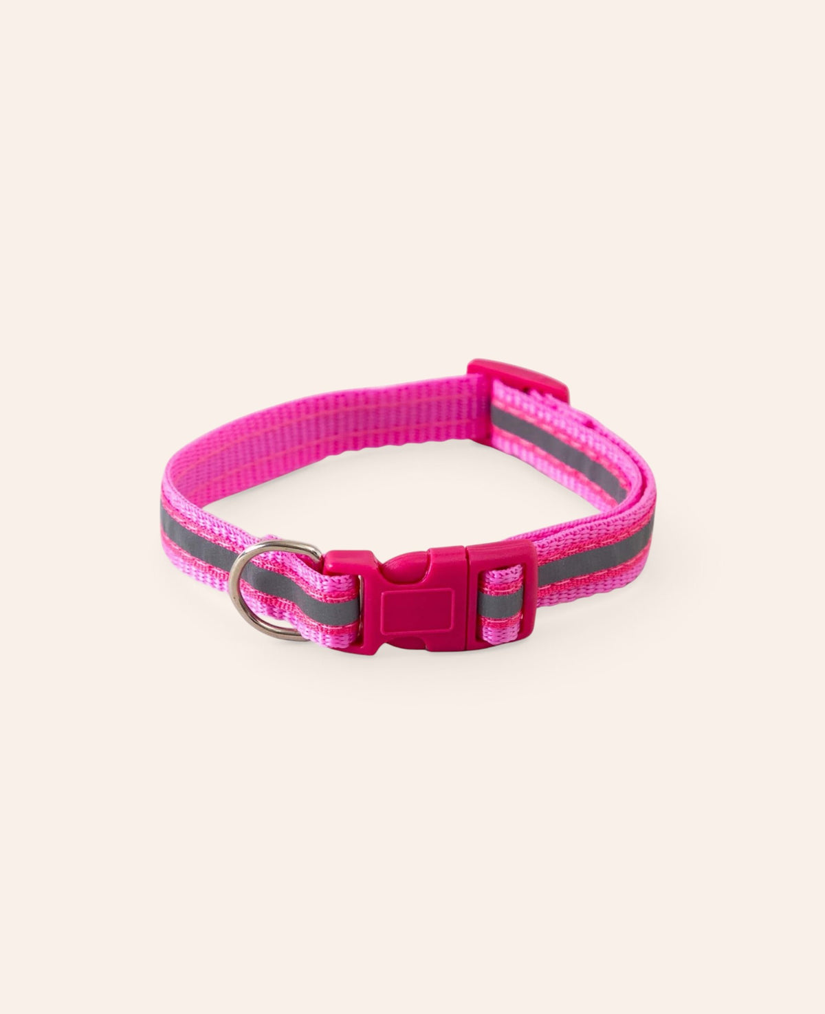 Esmée reflektierendes pinkes Nylon-Halsband für Hunde und Katzen mit Steckverschluss und D-Ring