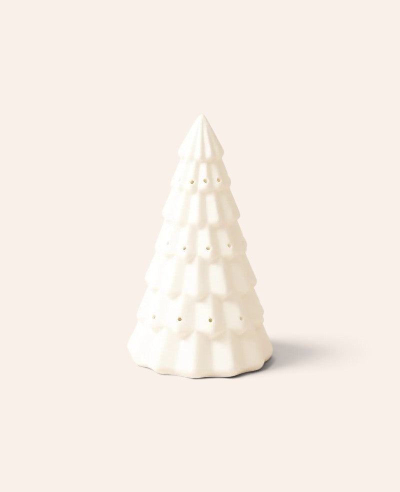 Esmée Weihnachtsbaum aus weisser matter Keramik mit integrierter LED-Beleuchtung für eine stimmungsvolle Dekoration
