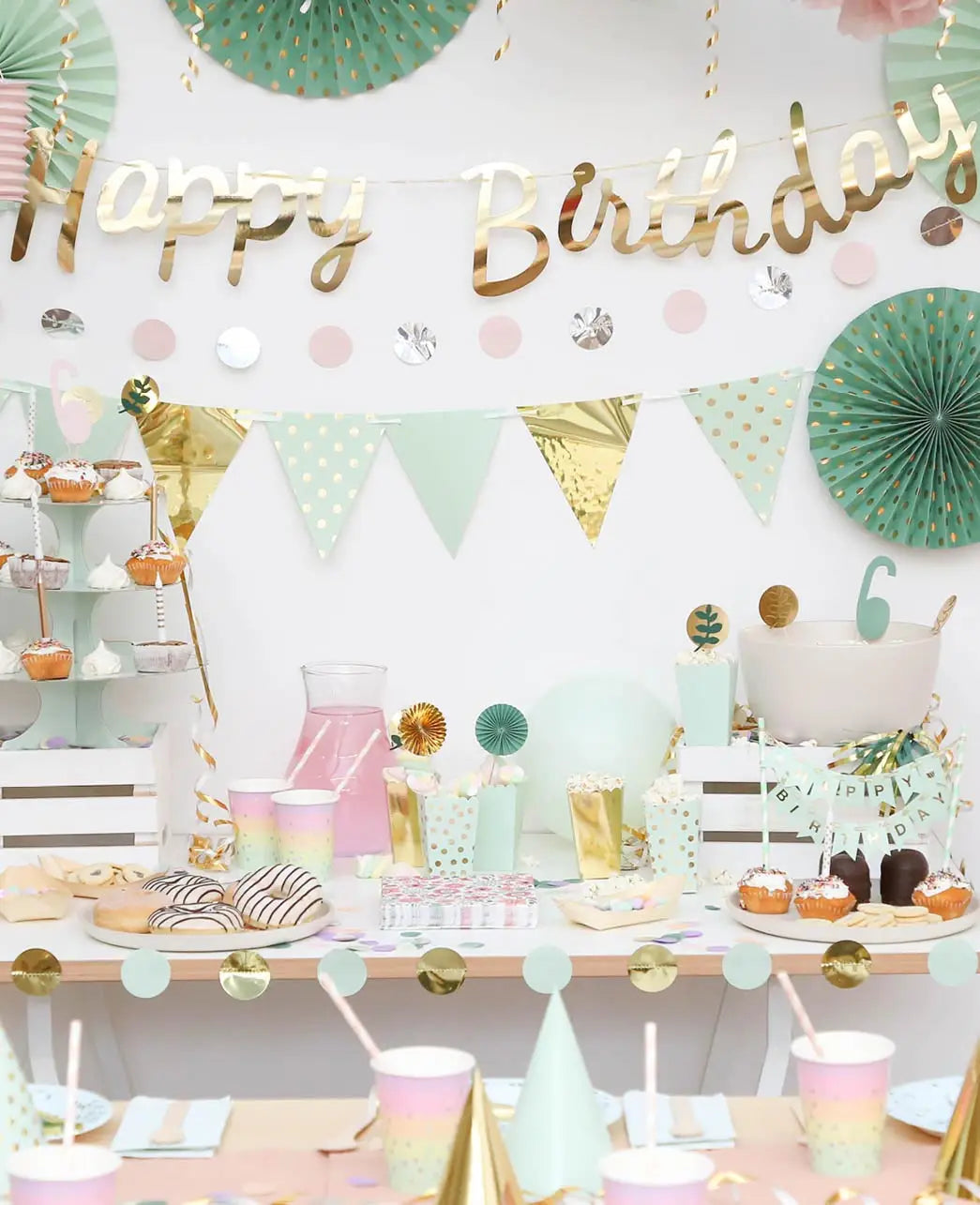 Party Set, Mint / Gold, 8 tlg.