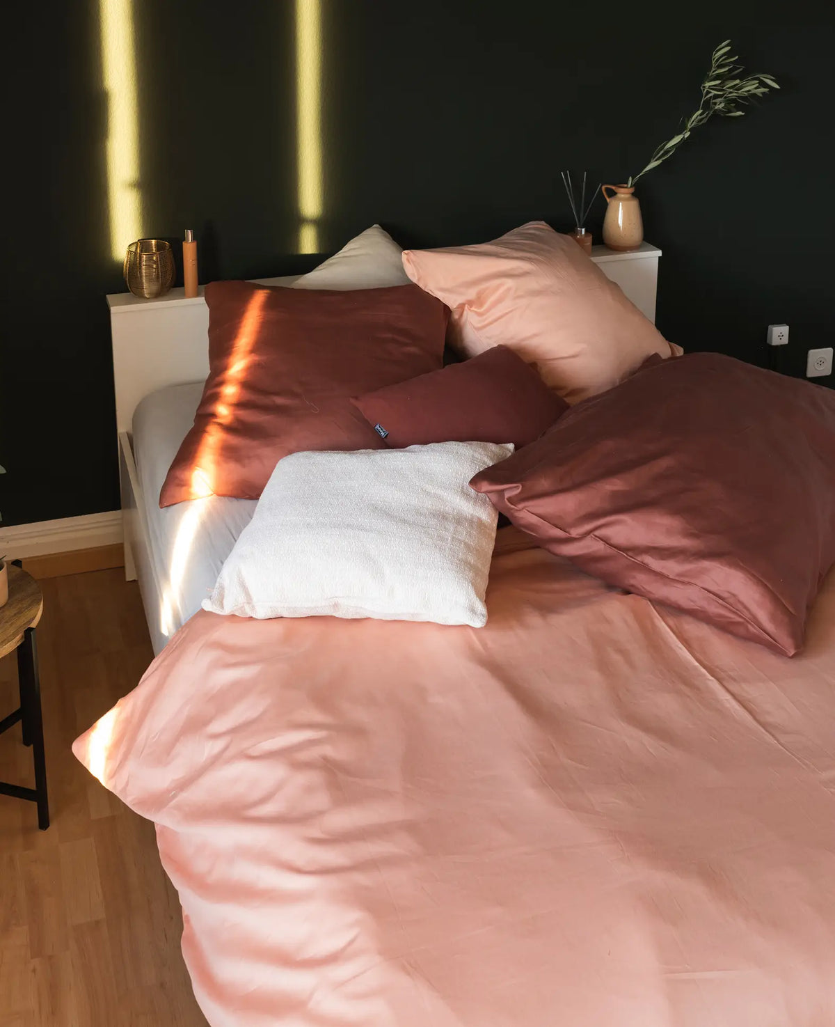"Thia Soft Peach" Bettbezug / Duvetbezug aus Pfirsichfarben / Altrosa Bio Baumwoll-Satin, 240 x 240 cm
