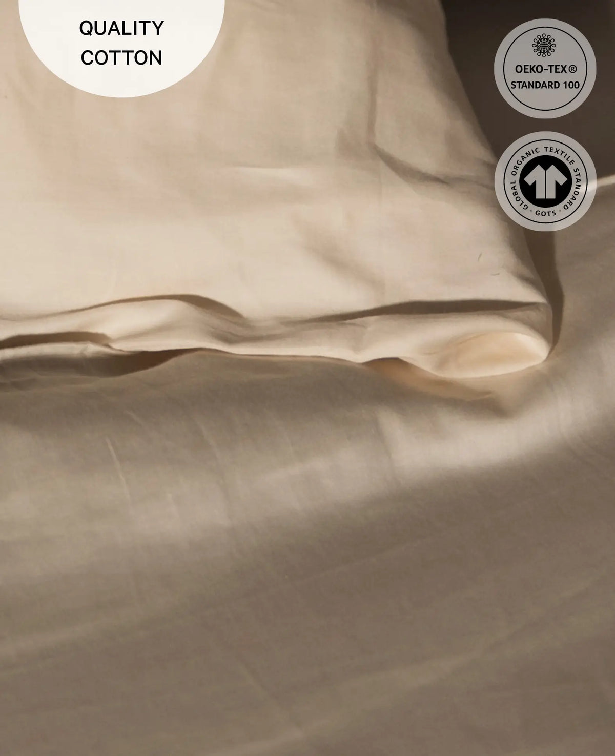 "Thia Oatmeal" Bettbezug / Duvetbezug aus Cremefarbenem Bio Baumwoll-Satin, 240 x 240 cm