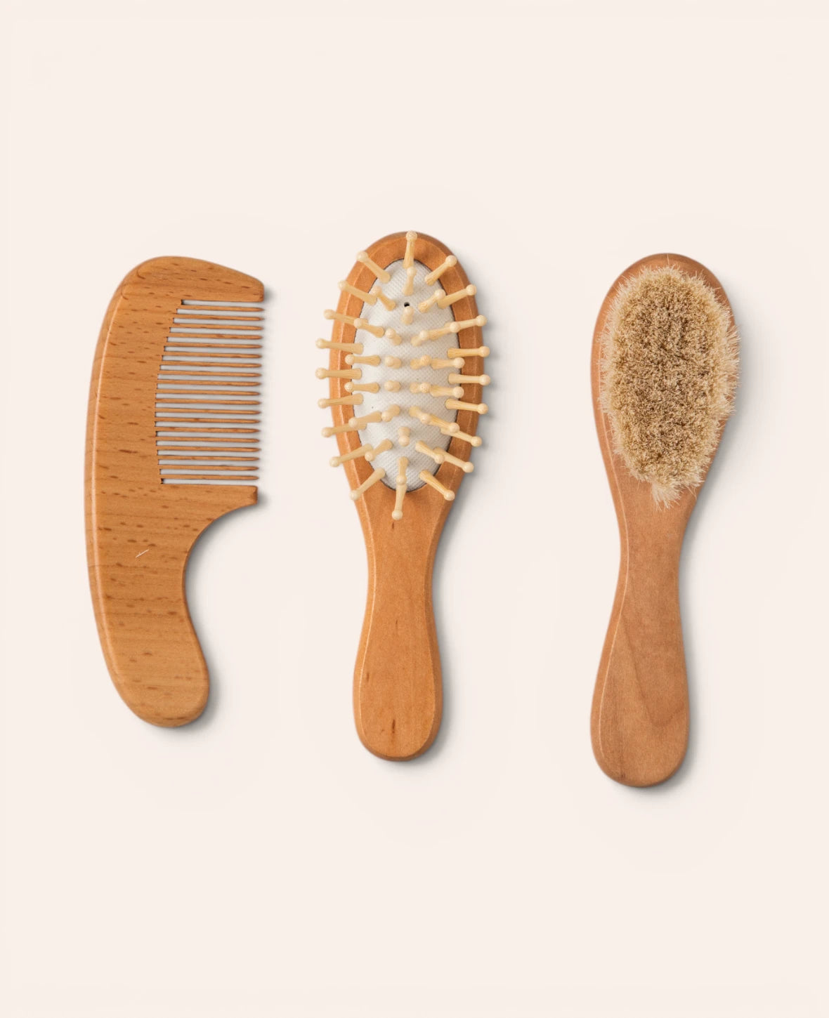 Baby Haarbürsten Set, 3-teilig – Sanft zur zarten Kopfhaut