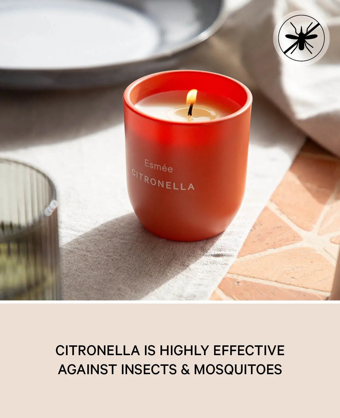 Citronella / Zitronengras Duftkerze aus Sojawachs-Mischung, gegen Mücken und Insekten