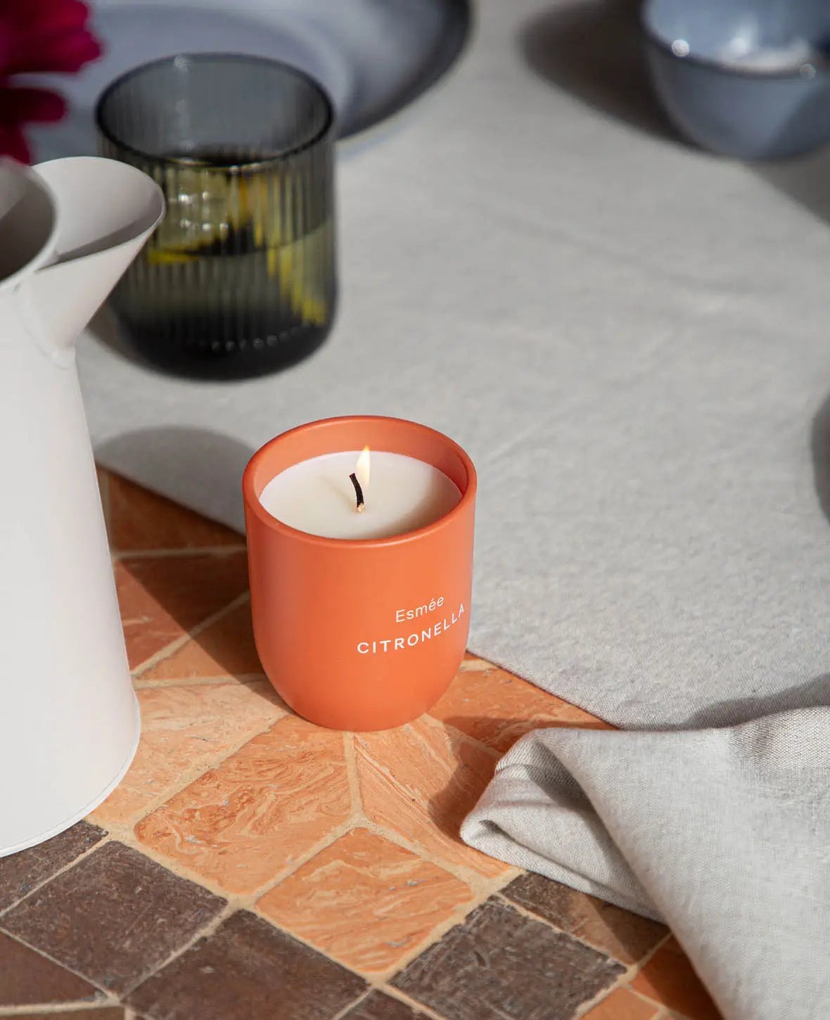 Citronella / Zitronengras Duftkerze aus Sojawachs-Mischung, gegen Mücken und Insekten