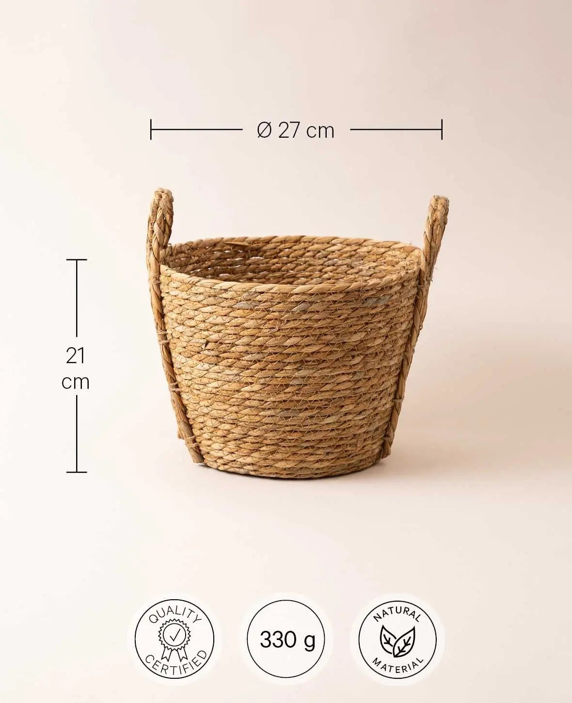 Aufbewahrungskorb aus dunklen Naturfasern, Ø 27 cm x H 21 cm