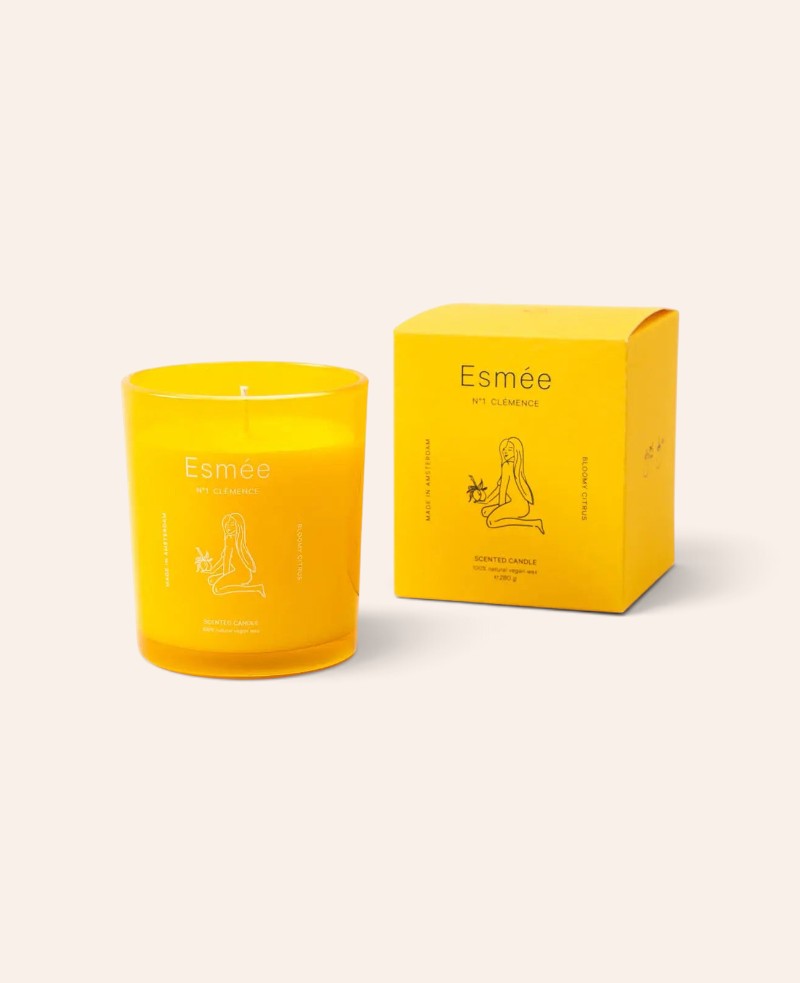 Esmée Premium Scents - N°1 Clémence, Duftkerze mit Duftnote "Bloomy Citrus", 280 g, Gelb