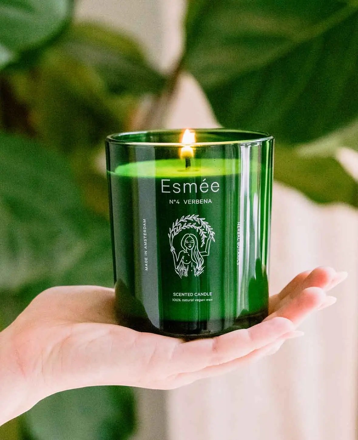 Esmée Premium Scents - N°4 Verbena, Duftkerze mit Duftnote "Herbal Botanics", 280 g, Grün