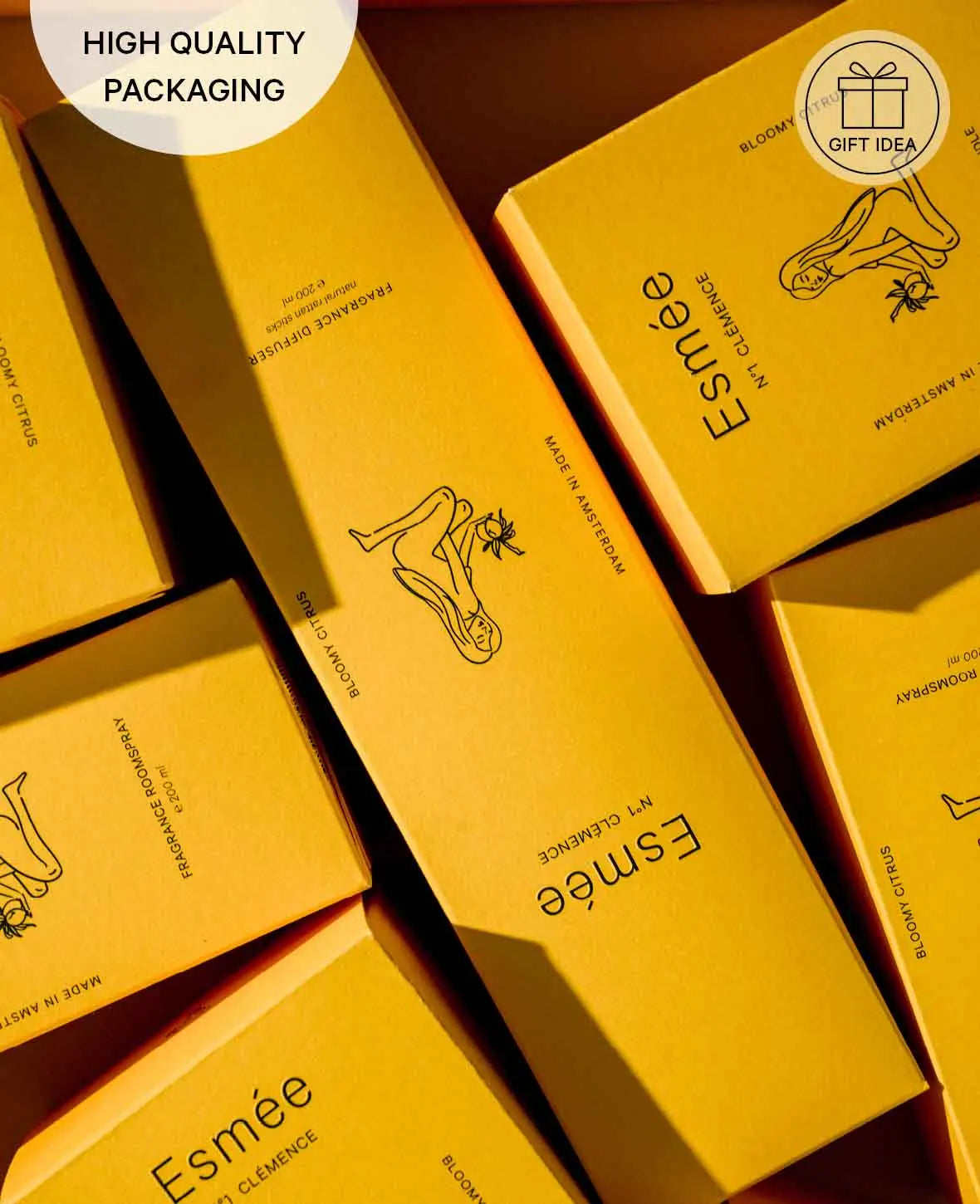 Esmée Premium Scents - N°1 Clémence, Diffusor mit Duftnote "Bloomy Citrus", 200 ml, Gelb