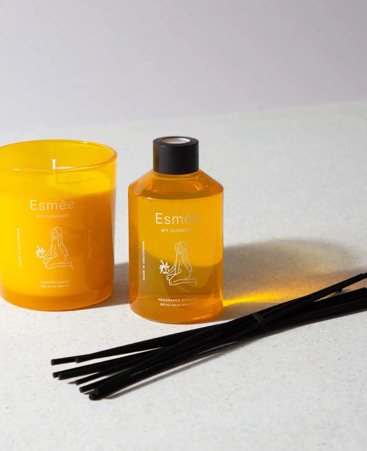Esmée Premium Scents - N°1 Clémence, Diffusor mit Duftnote "Bloomy Citrus", 200 ml, Gelb