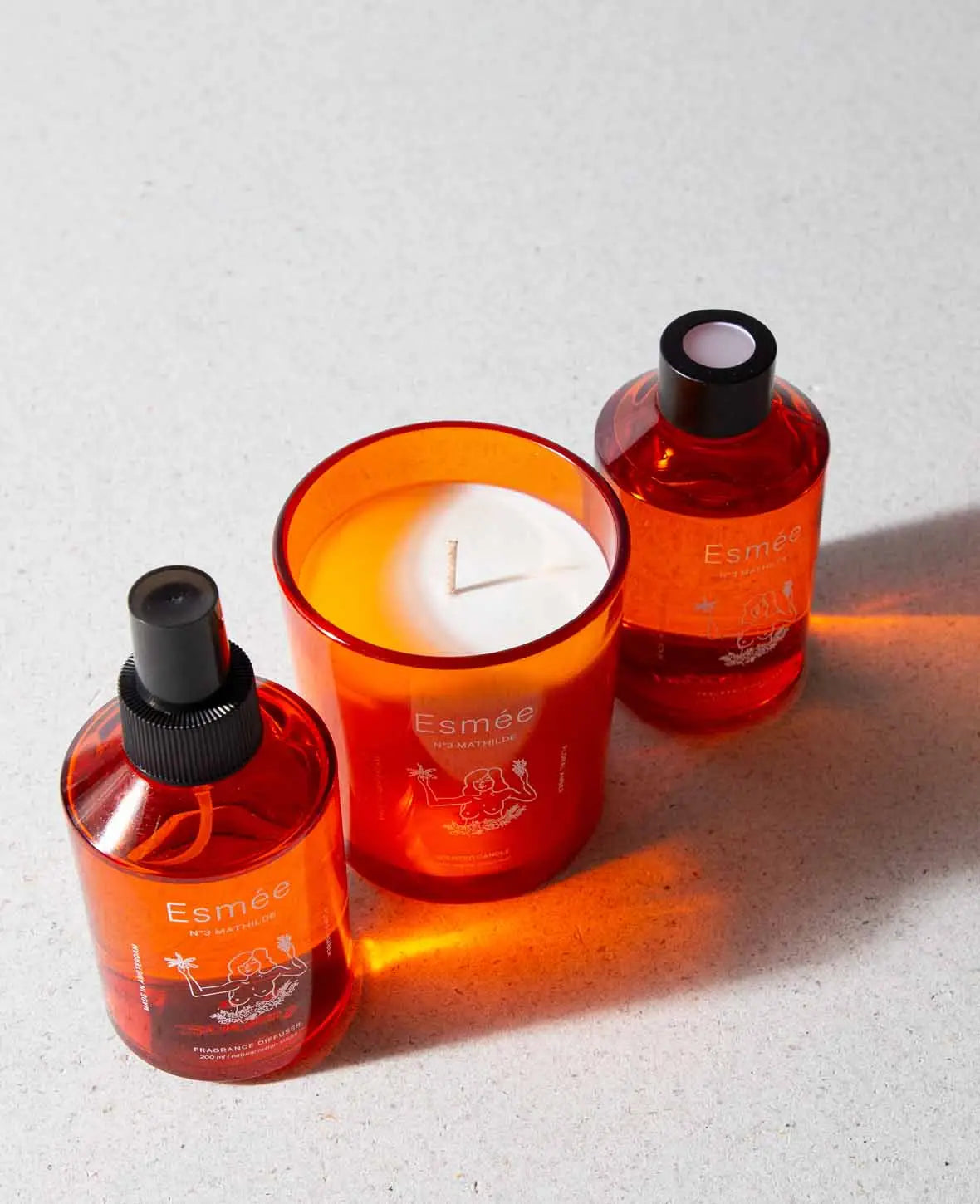 Esmée Premium Scents - N°3 Mathilde, Diffusor mit Duftnote "Floral Amber", 200 ml, Orange