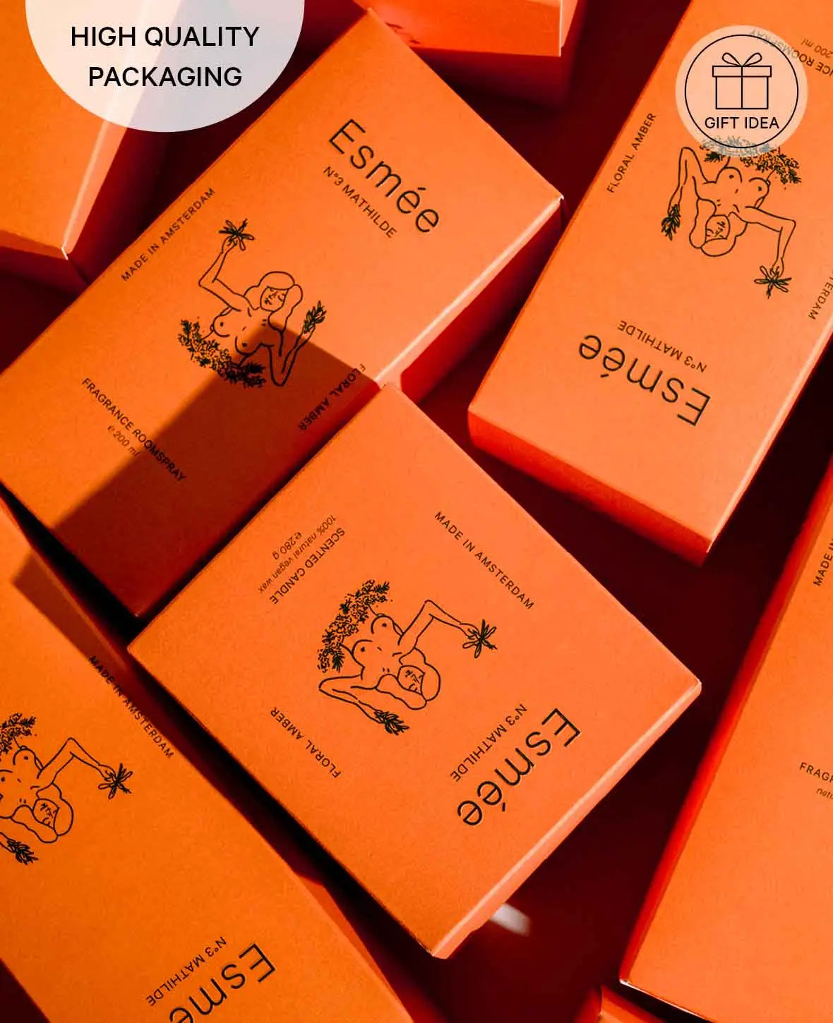 Esmée Premium Scents - N°3 Mathilde, Diffusor mit Duftnote "Floral Amber", 200 ml, Orange