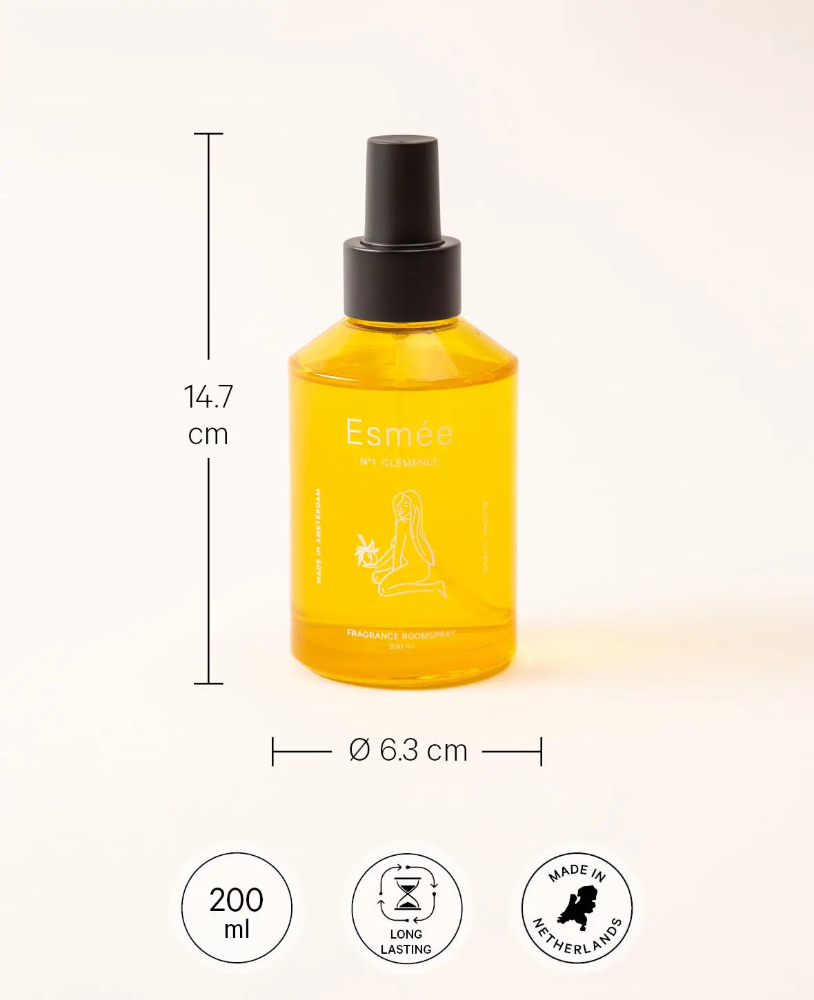 Esmée Premium Scents - N°1 Clémence, Raumspray mit Duftnote "Bloomy Citrus", 200 ml, Gelb