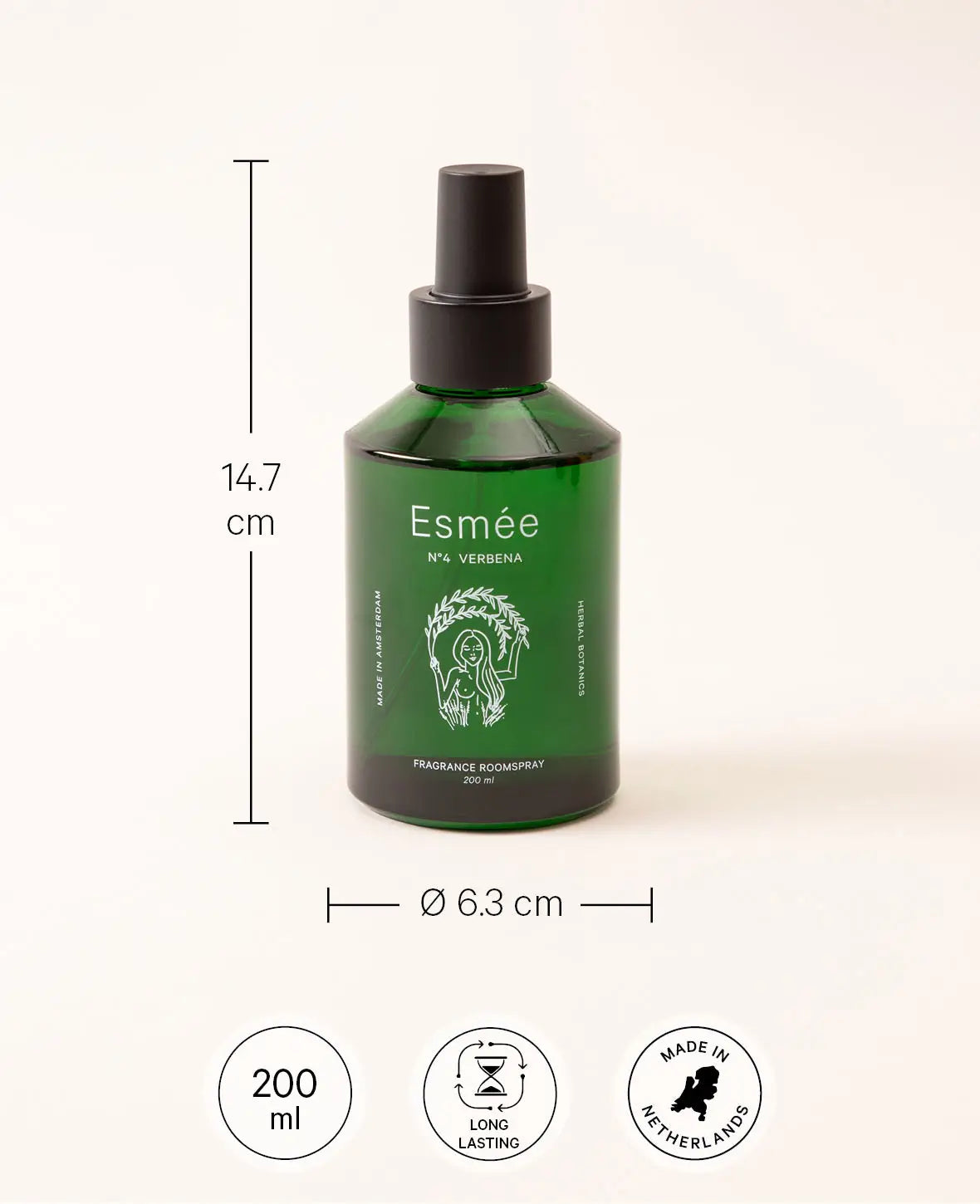 Esmée Premium Scents - N°4 Verbena, Raumspray mit Duftnote "Herbal Botanics", 200 ml, Grün