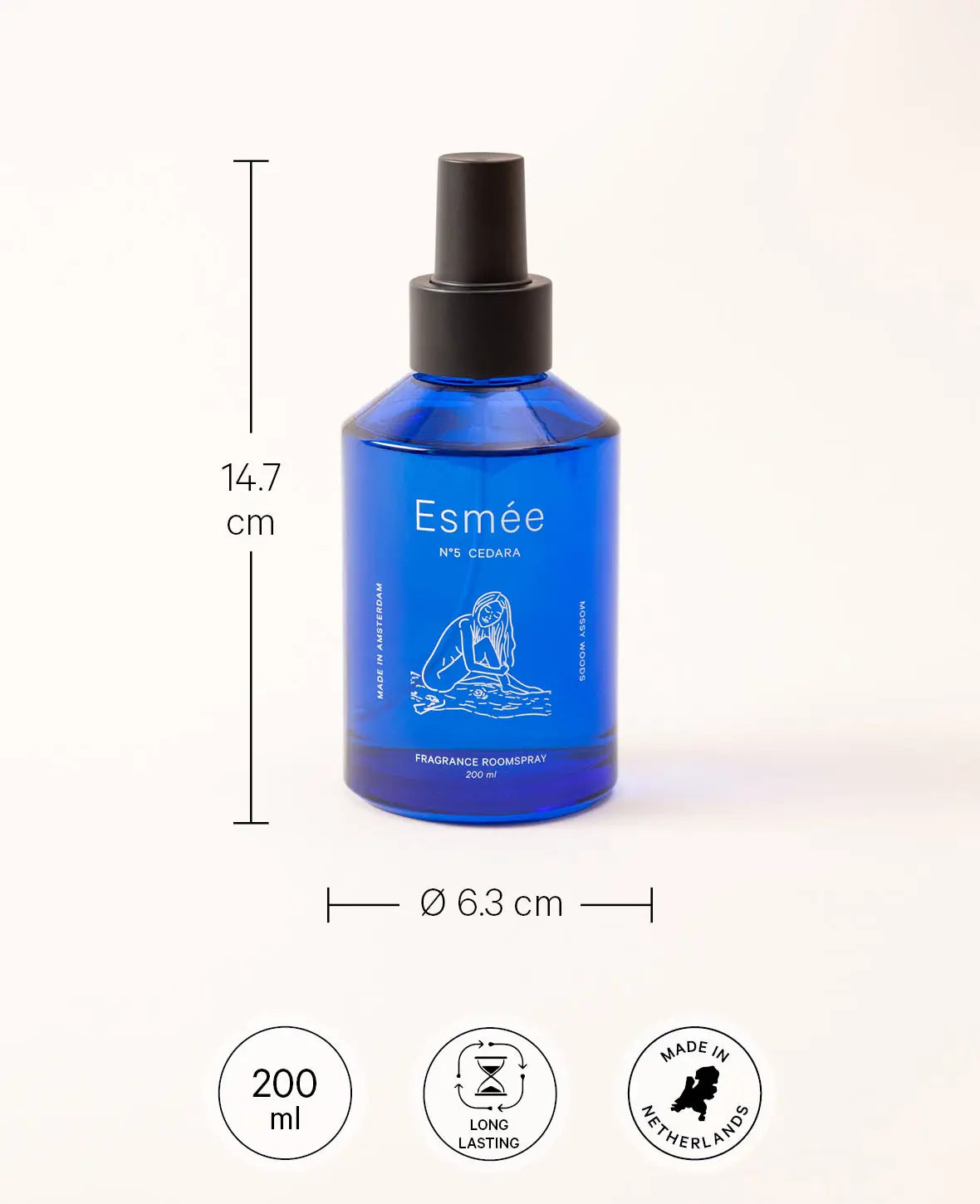 Esmée Premium Scents - N°5 Cedara, Raumspray mit Duftnote "Mossy Woods", 200 ml, Blau