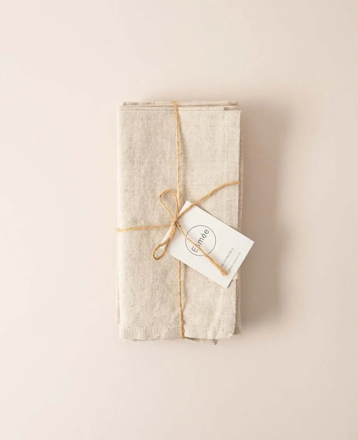 4er Set Stoffservietten “Ted” aus beigem Baumwoll-Leinenmix, 45 cm x 45 cm