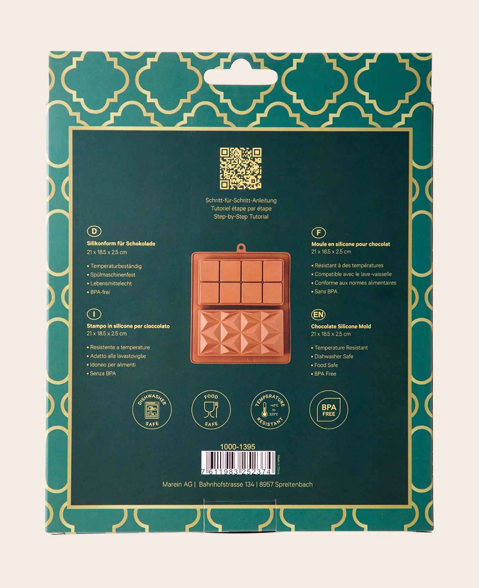 Dubai-Style Schokoladenform – 21 x 18,5 x 2,5 cm, 1 Stück