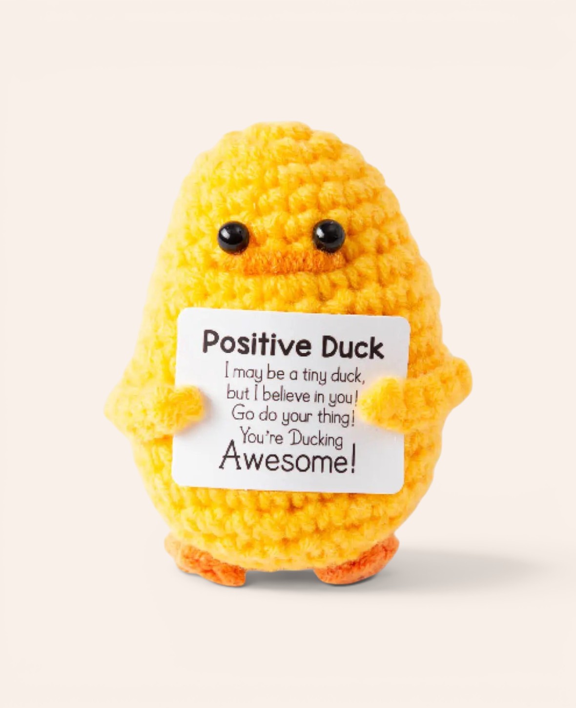 Positive Duck, Gehäkeltes Mini Plüschtier / Glücksbringer, Gelb, ca. 7.5 x 5 cm