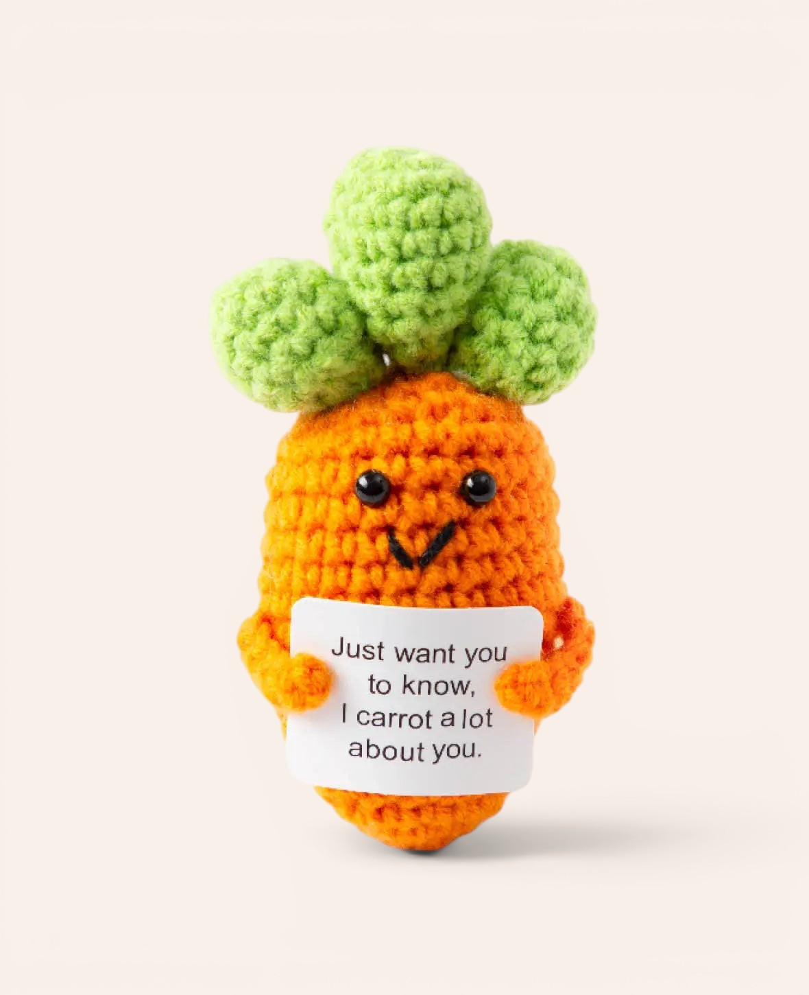 Positive Carrot, Gehäkeltes Mini Plüschtier / Glücksbringer, Orange, ca. 11.5 x 4.5 cm