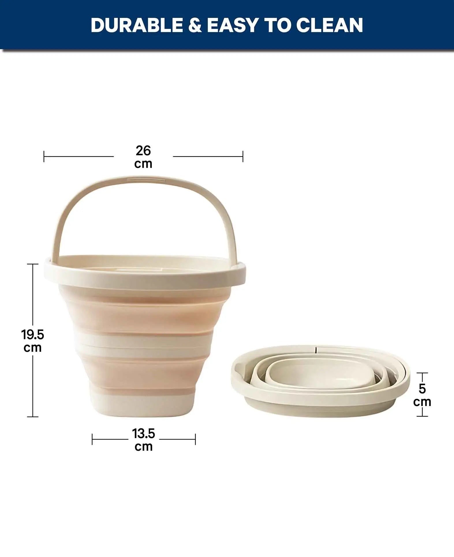 Faltbarer Eimer, 5L, beige