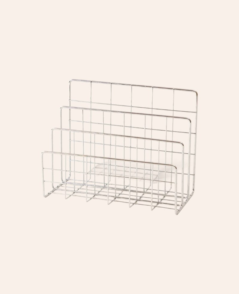 Schreibtisch-Organizer aus Metall – Brief- & Dokumentenhalter in Silber
