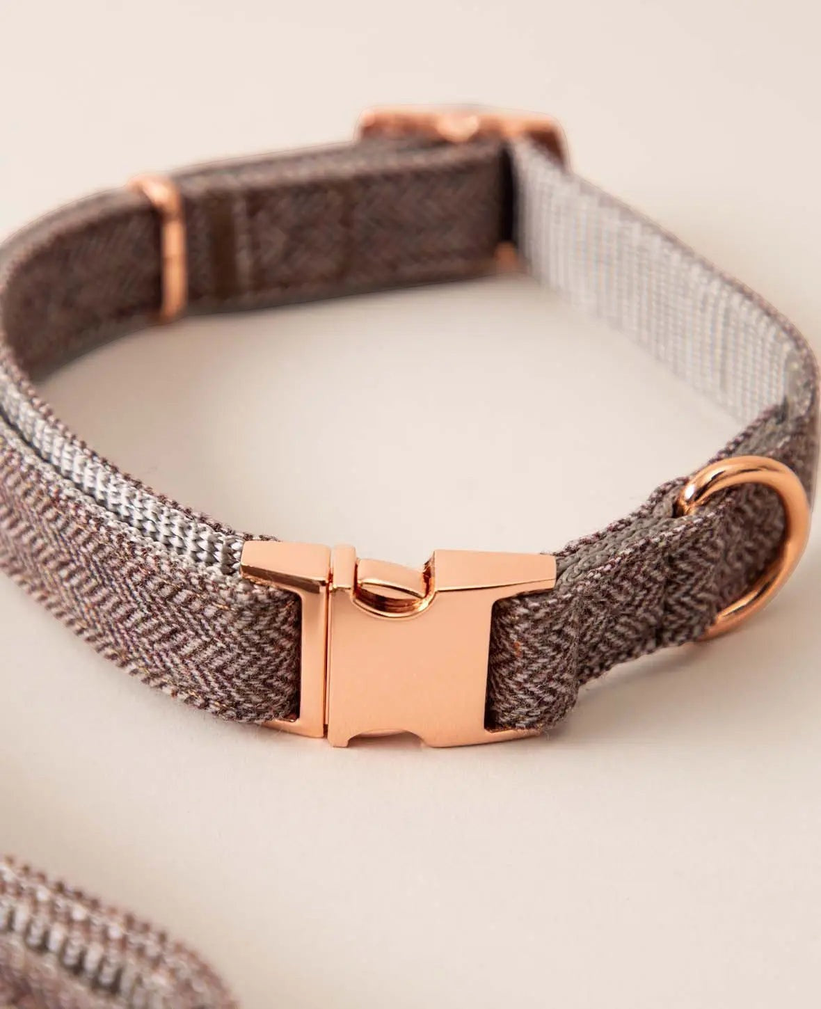 Luxus Hundehalsband mit Leine, braun, S