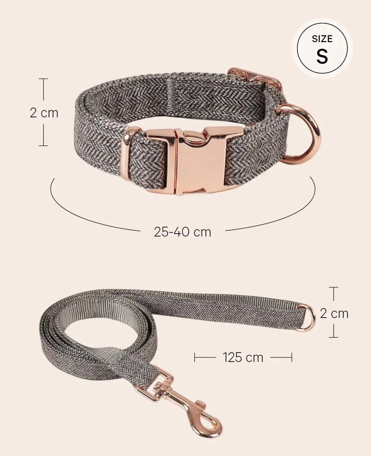 Luxus Hundehalsband mit Leine, braun, S