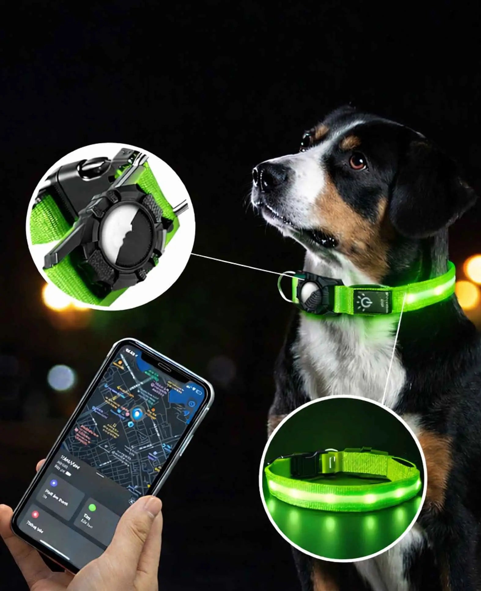 Hundehalsband reflektierend mit Airtag Halter, S