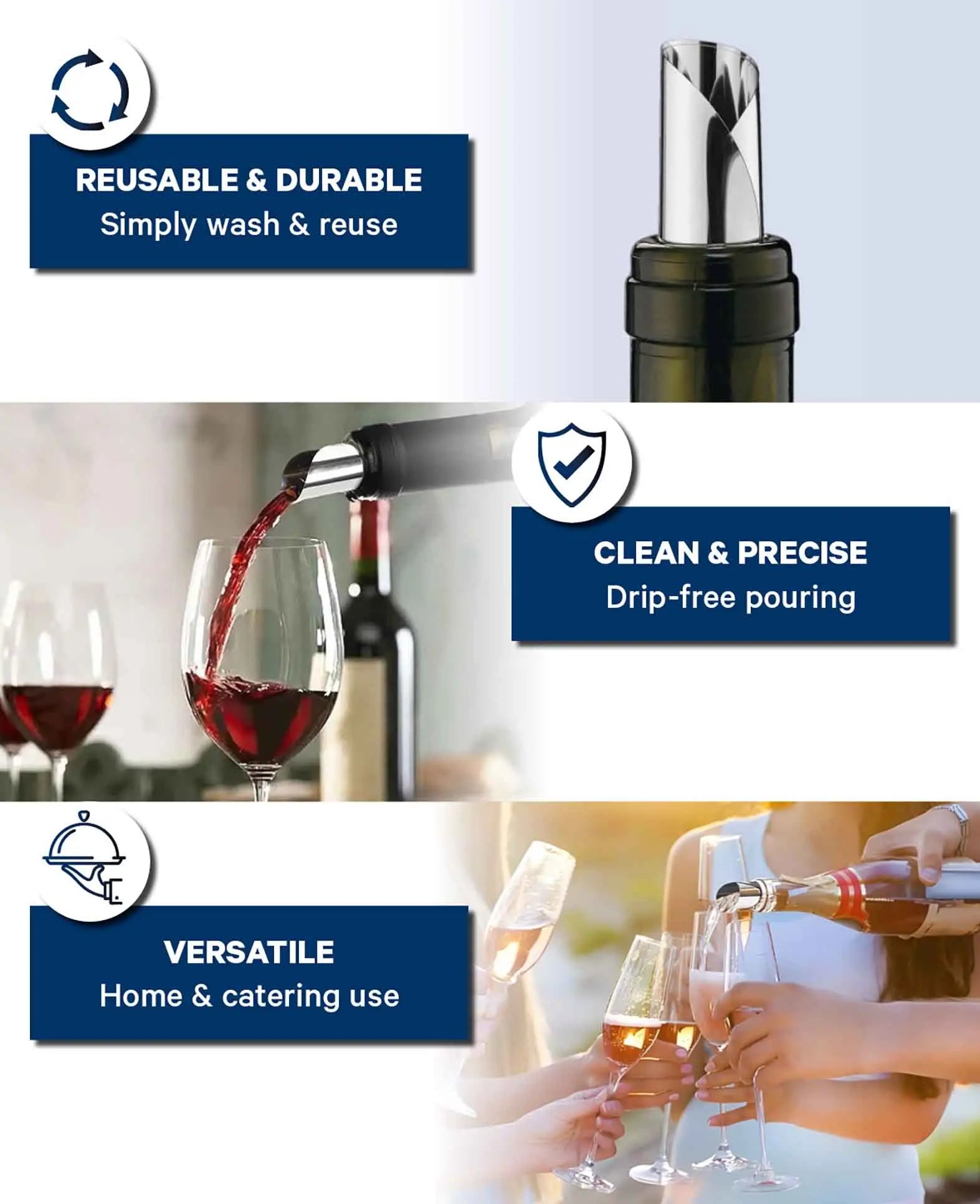 Weinausgiesser, Tropfstop, Silber, ø7.5 cm, 2 Stk.