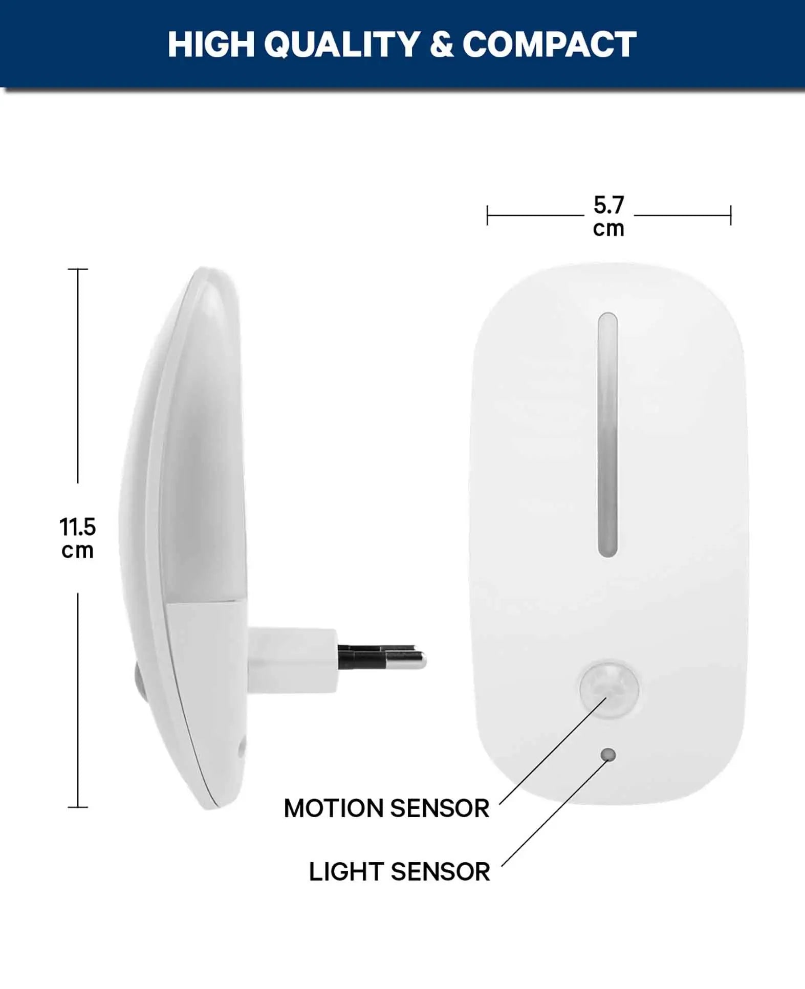 LED Nachtlicht für Steckdose mit Bewegungsmelder, Weiss, 11.5 x 5.7 cm, 1 Stk.
