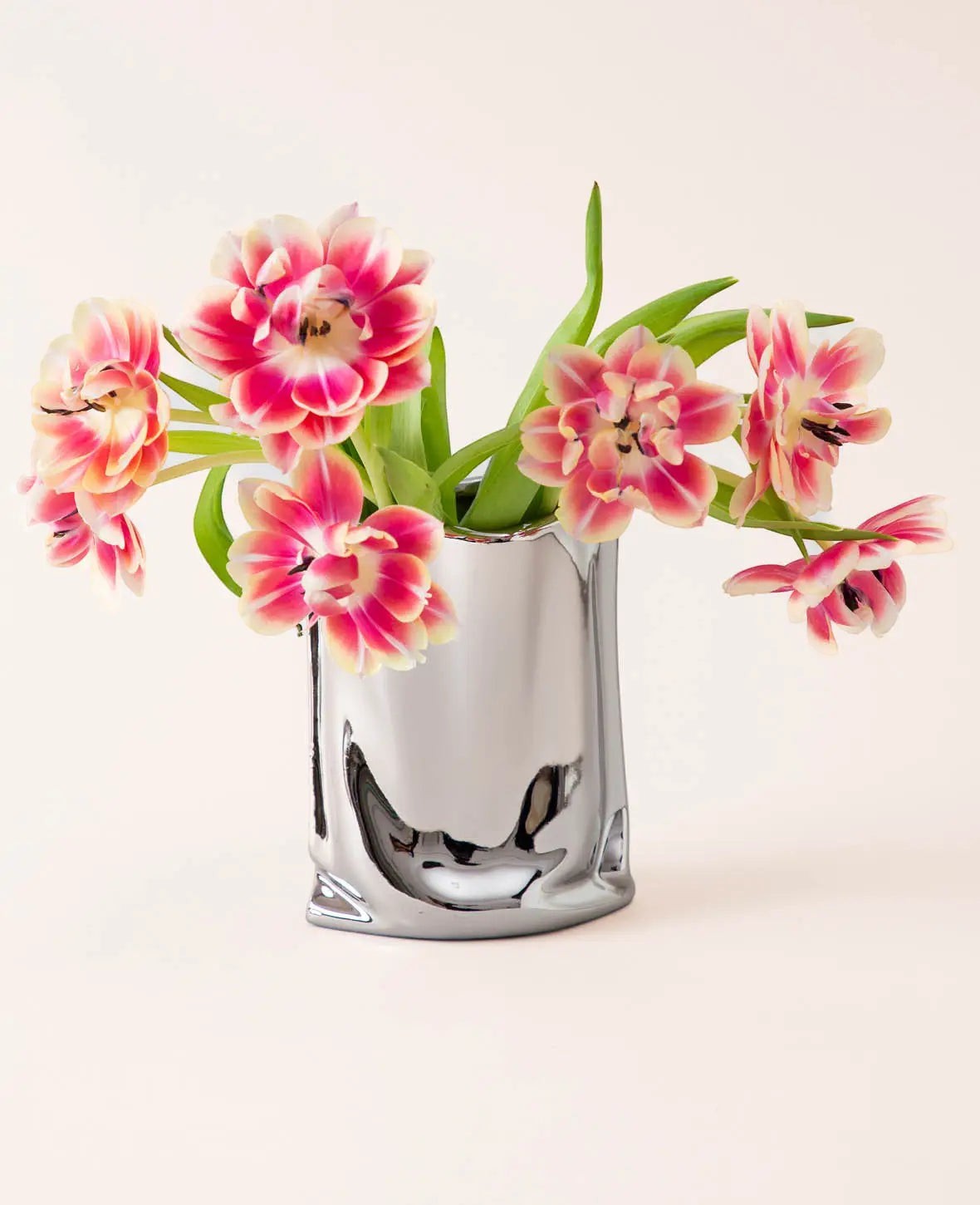 Vase, Chrom Silber, Keramik, Höhe 17.5 cm