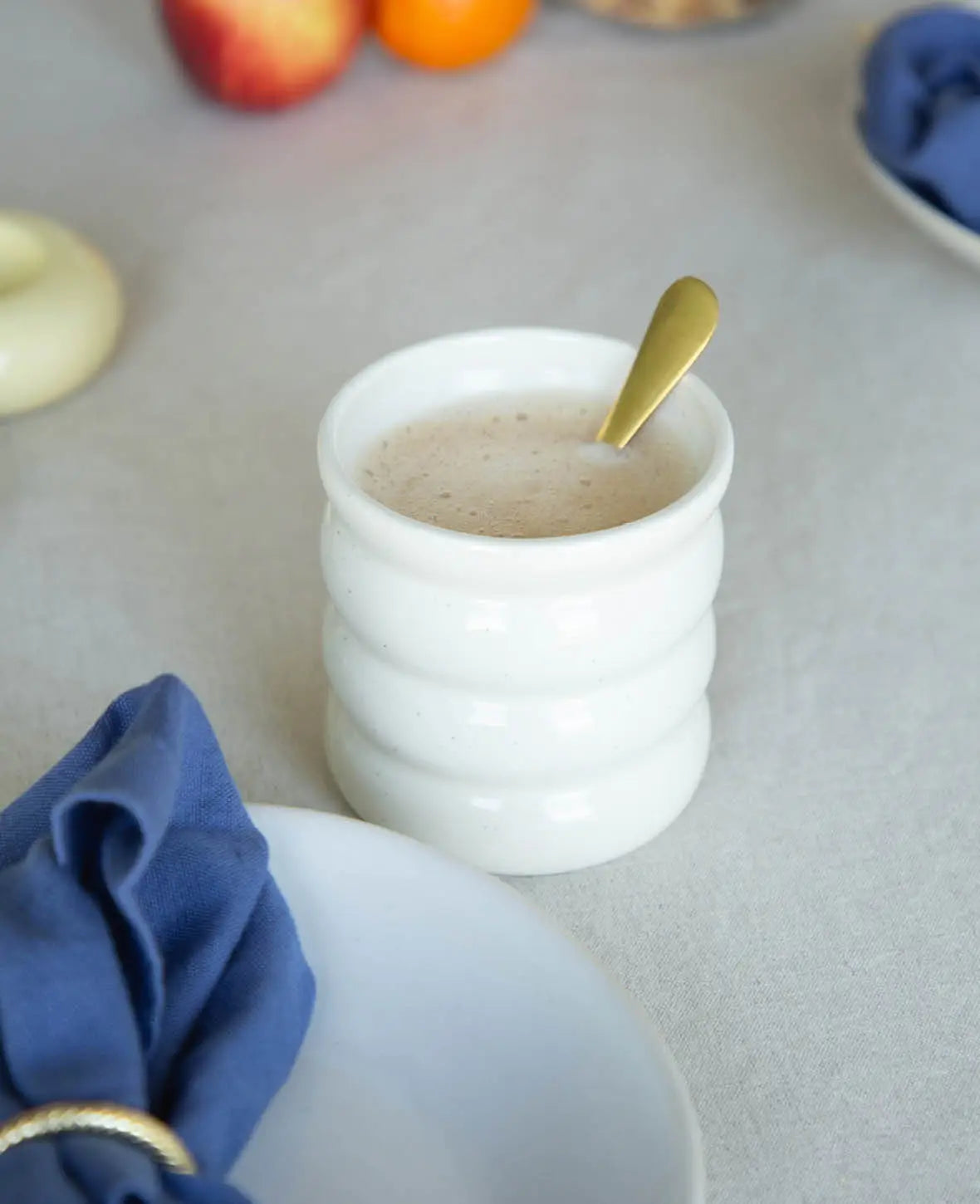 Keramik Becher / Tassen in Bubble Form, Beige mit Sprenkeln, 490 ml, 2 Stück