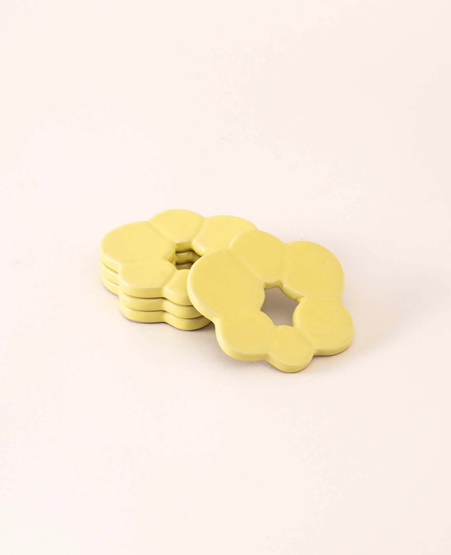 Keramikuntersetzer Blume, Gelb, 10 cm, 4 Stück