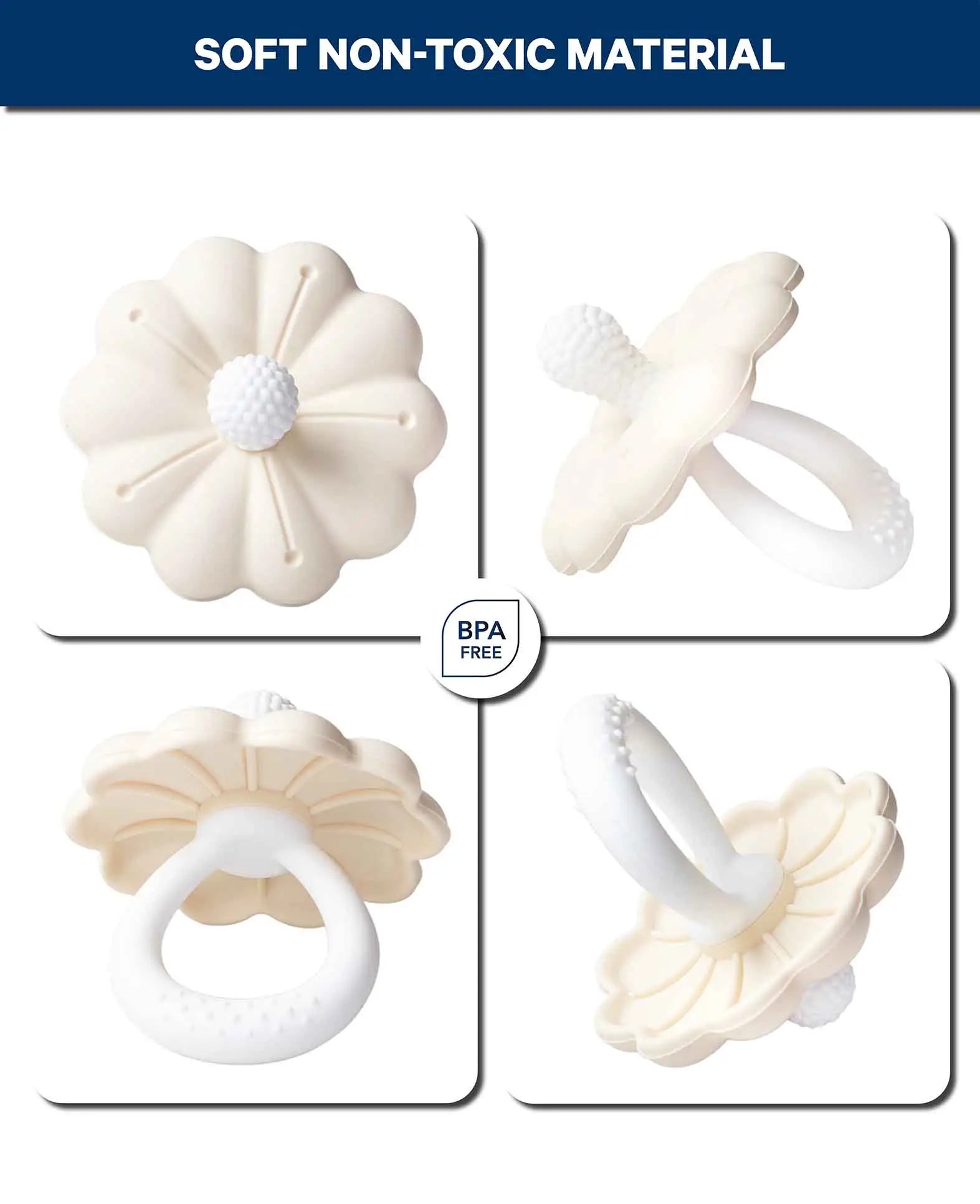 Baby Beissring Set Blume, Zahnungshilfe, Silikon, 9×8 cm, 2 Stk.