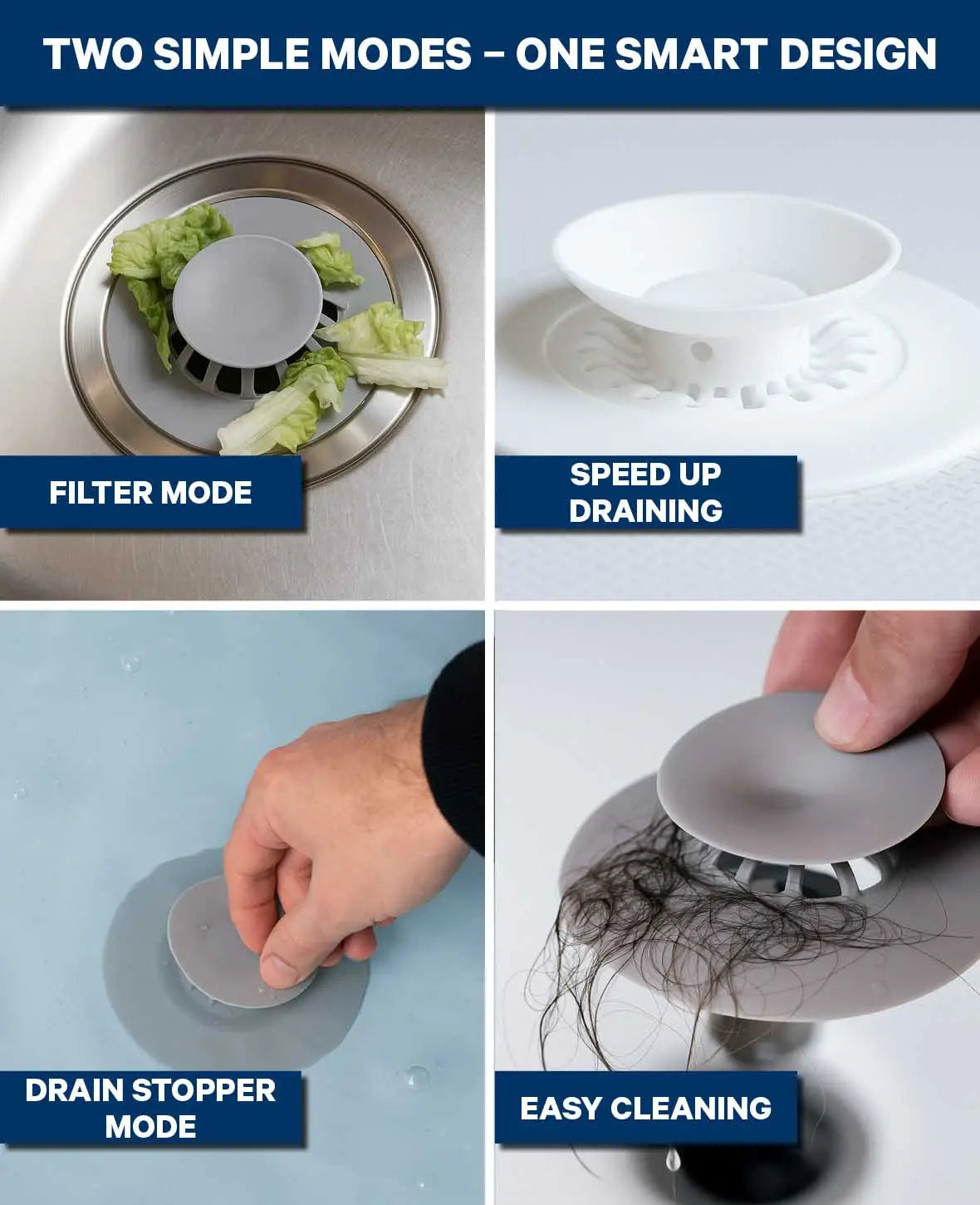 Silikon Abfluss-Haarfänger Weiss – flexibel, hygienisch & rostfrei